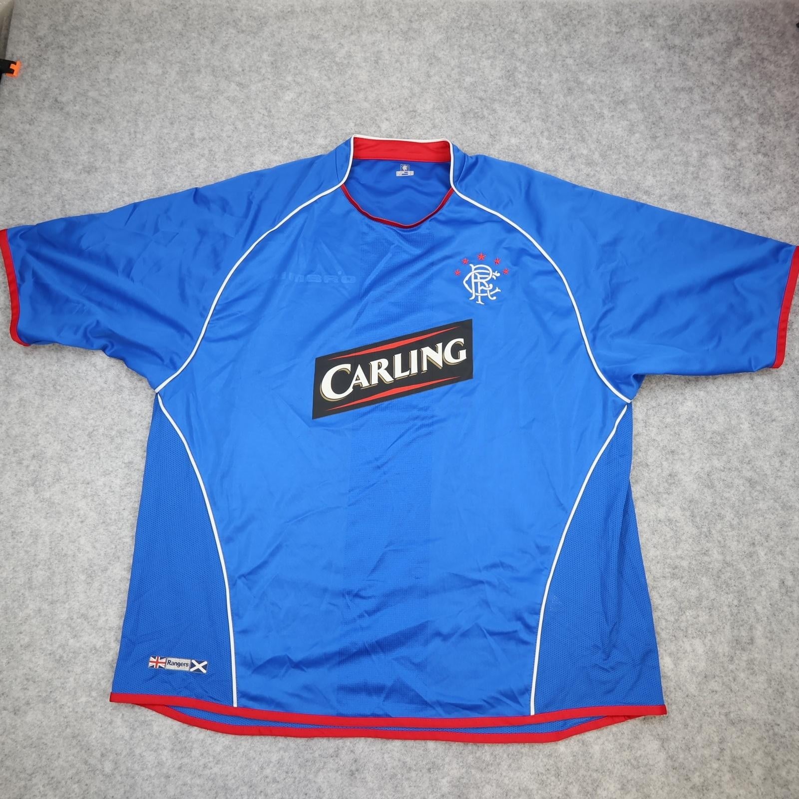 Rangers Shirt Mens 2XL Blue Home SPFL Football Umbro Carling Jersey 2005 2006