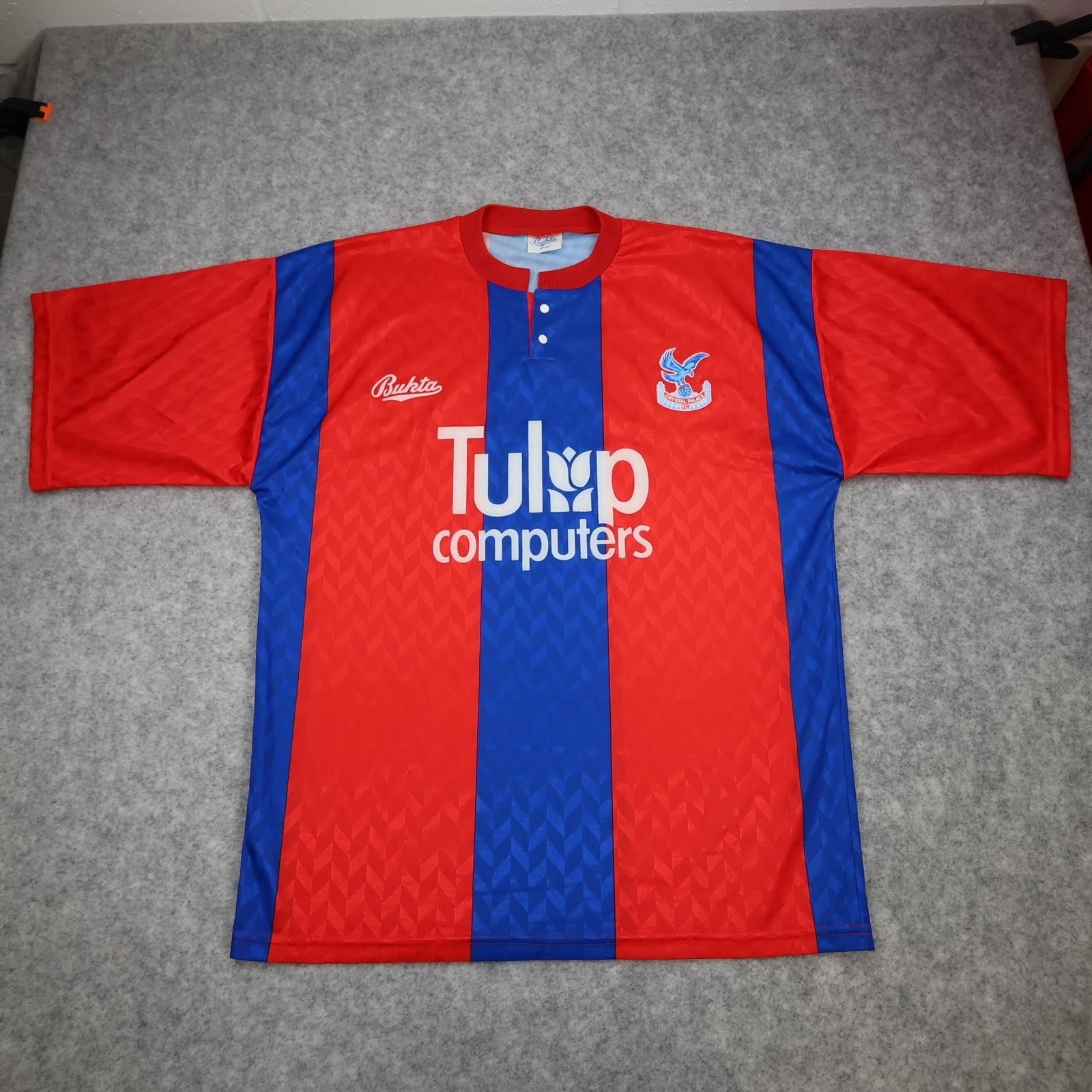 Vintage Crystal Palace Shirt Mens XL Multi Home 1991 1992 Bukta Tulip Computers