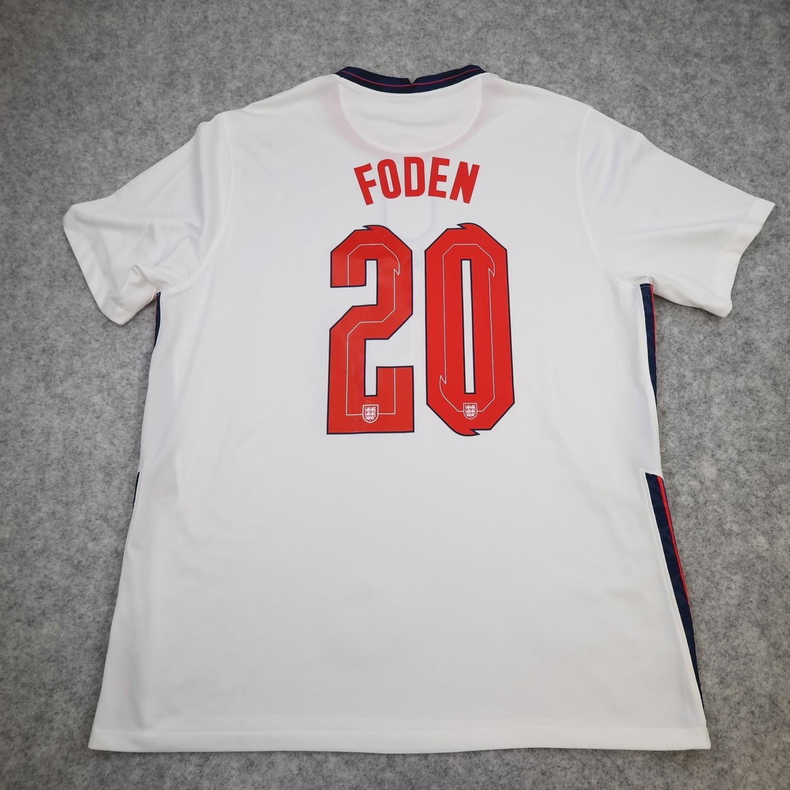England Shirt Mens XL Home 2020 2021 Football Jersey Nike Foden 20 Dri-FIT White
