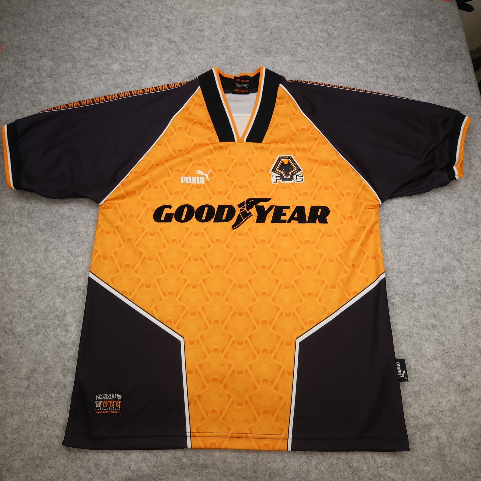 Vintage Wolves Football Shirt Large Orange Home Kit 1996 1998 Puma Jersey
