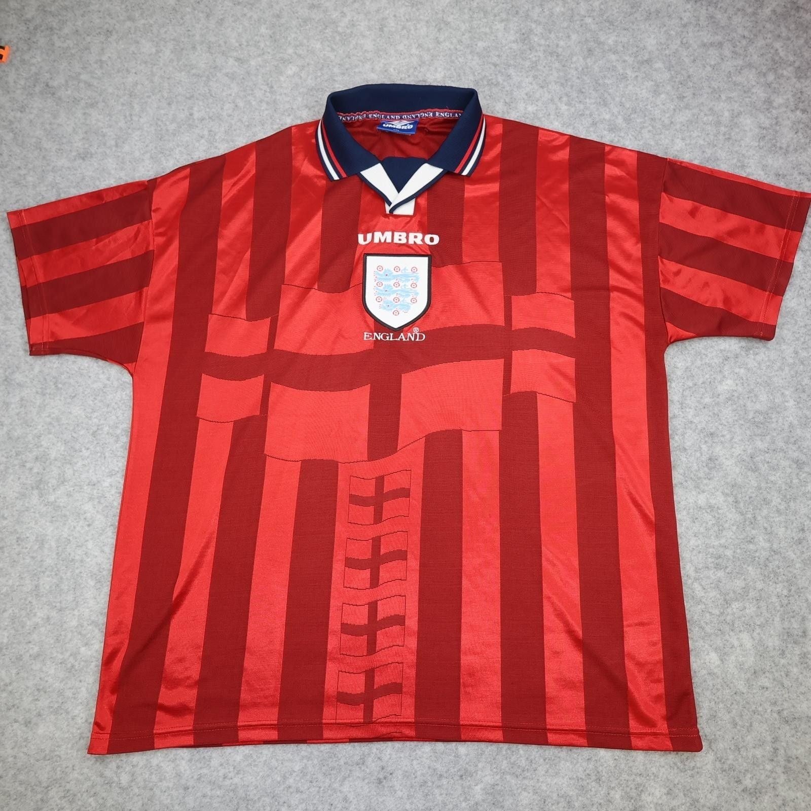 Vintage England Shirt Jersey Mens 2XL Red Away 1997 1998 1999 Umbro Retro 90s