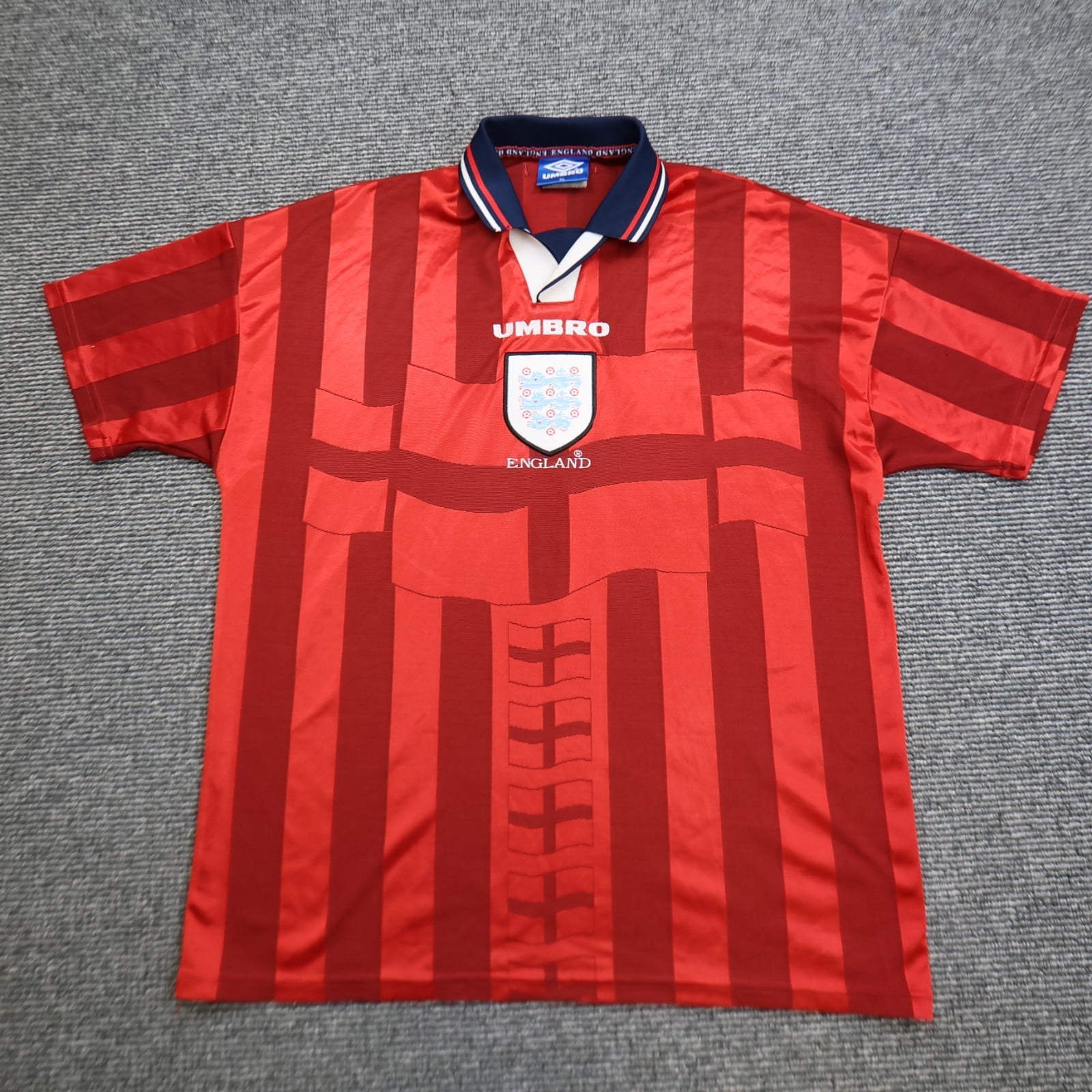 Vintage England Football Shirt Extra Large Red Away Kit Umbro 1997 1999 Jersey