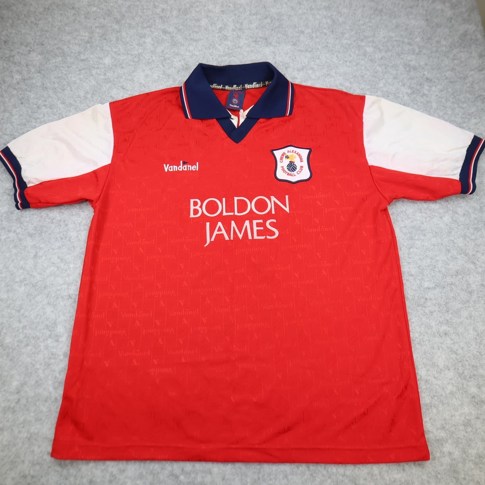 Vintage Crewe Alexandra Shirt Large Red Home Kit 1995 1996 Vandanel Boldon James