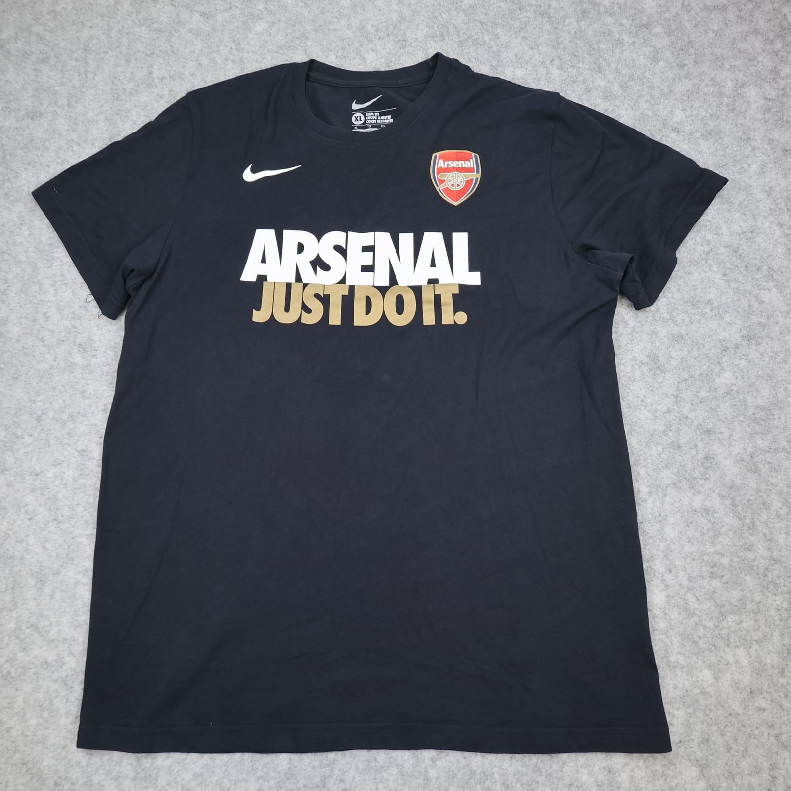 Arsenal Shirt Mens XL Black EPL Just Do It Football Nike Slim Fit Tee Shirt