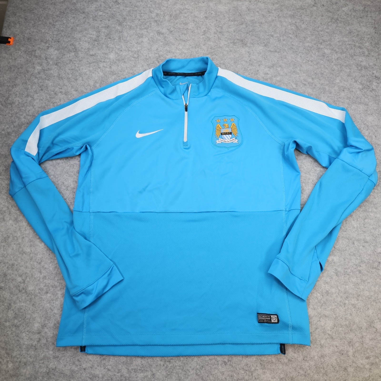 Manchester City Tracksuit Top Large Blue 2014 2015 1/4 Zip Nike Jacket MCFC