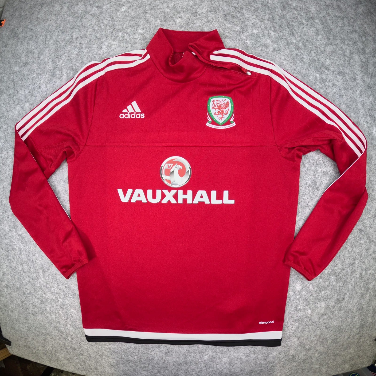 Wales Training Top Medium Red adidas 2015 2016 Half Zip Football Pullover