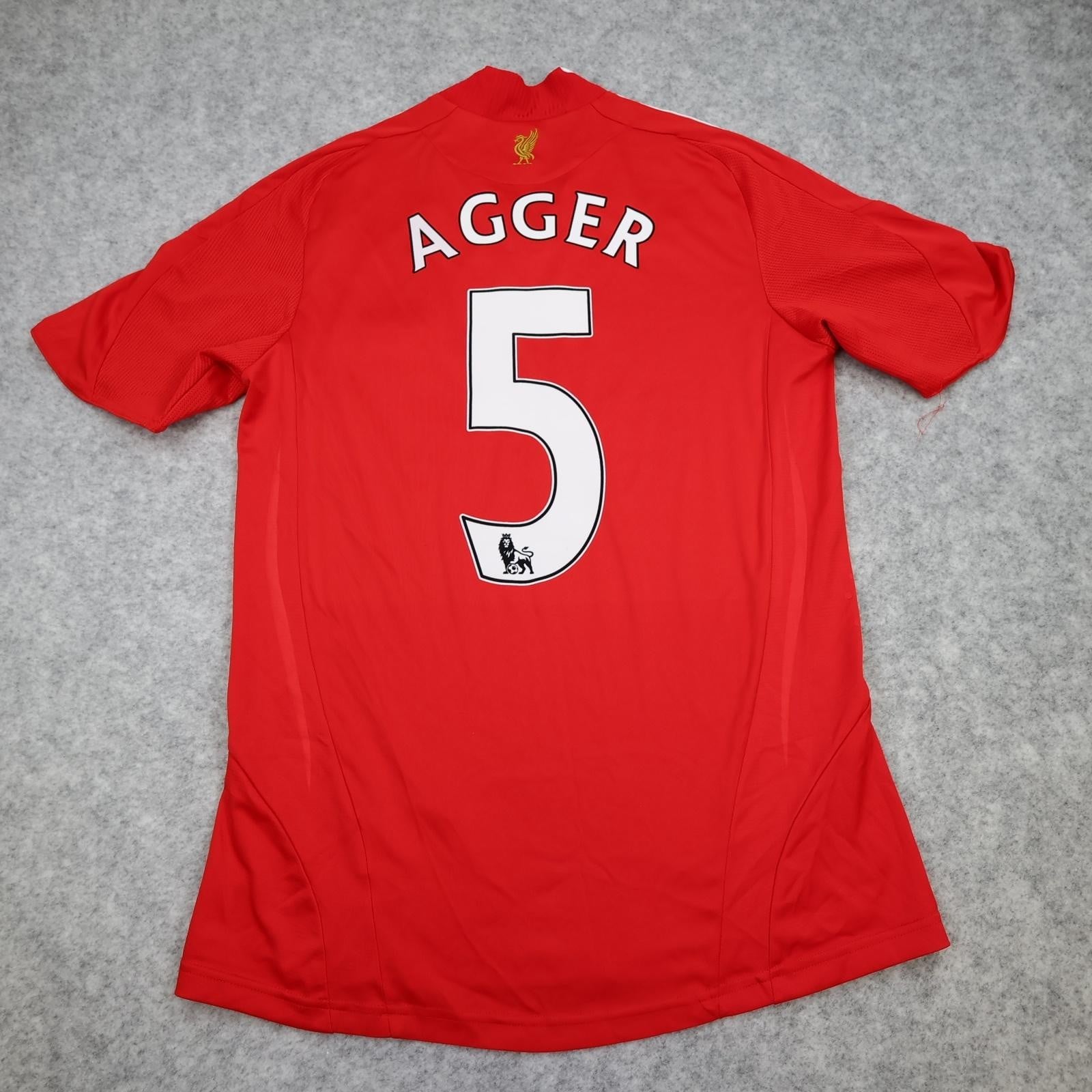Liverpool Shirt Mens Medium Red Home 2008 2010 Football Adidas Agger 5 Jersey