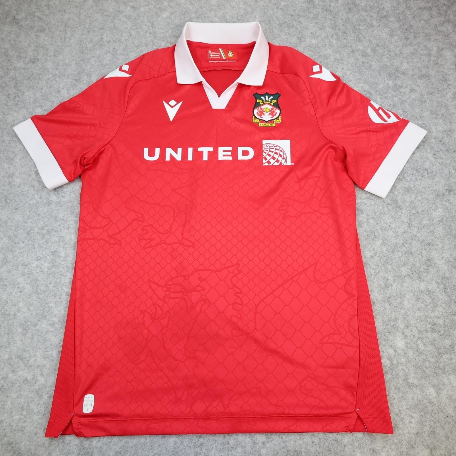Wrexham AFC Shirt Mens Extra Large Red Home 2023 2024 Football Macron UNITED