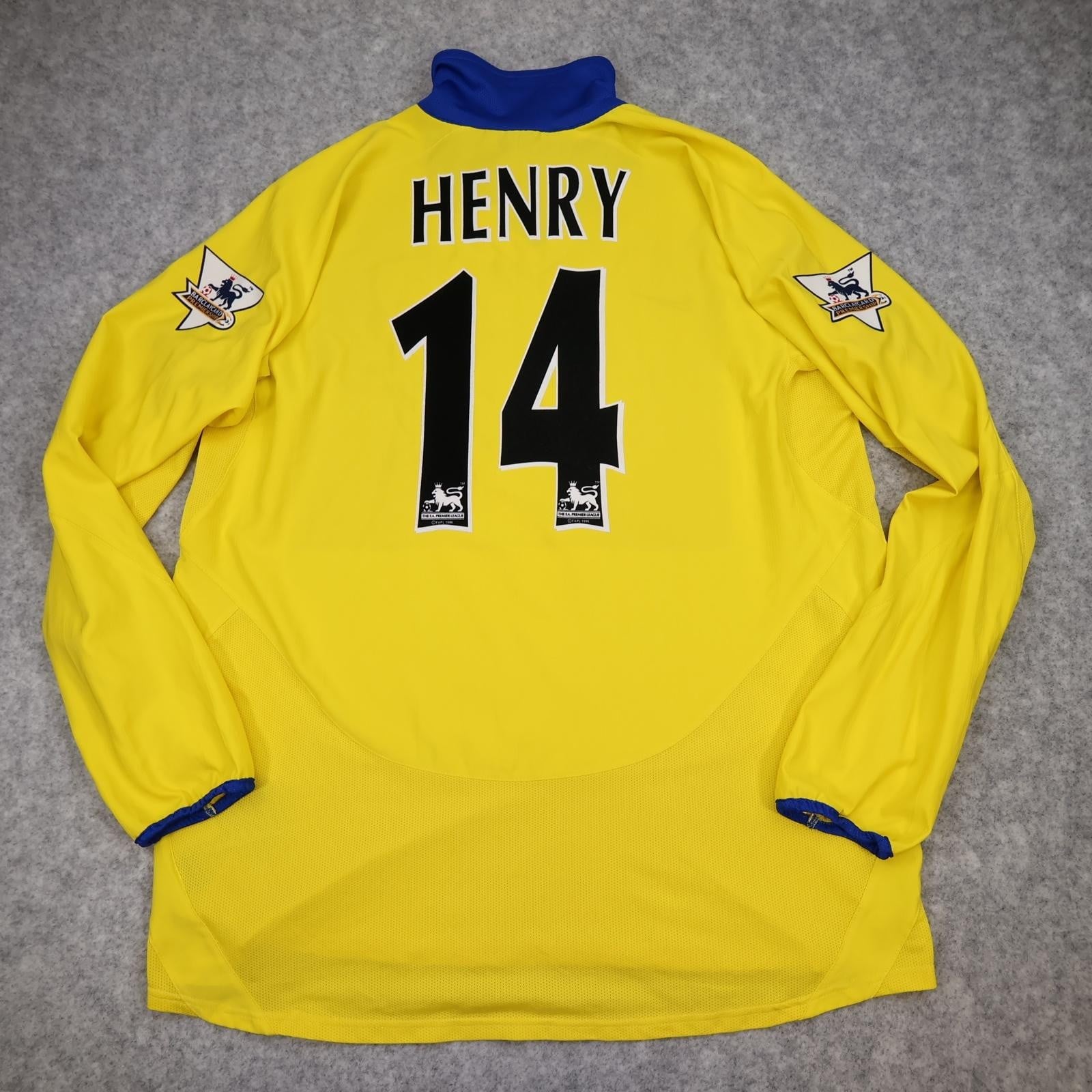 Arsenal Away Shirt XL Long Sleeve Yellow 2002 2004 Nike Henry 14 Soccer Jersey