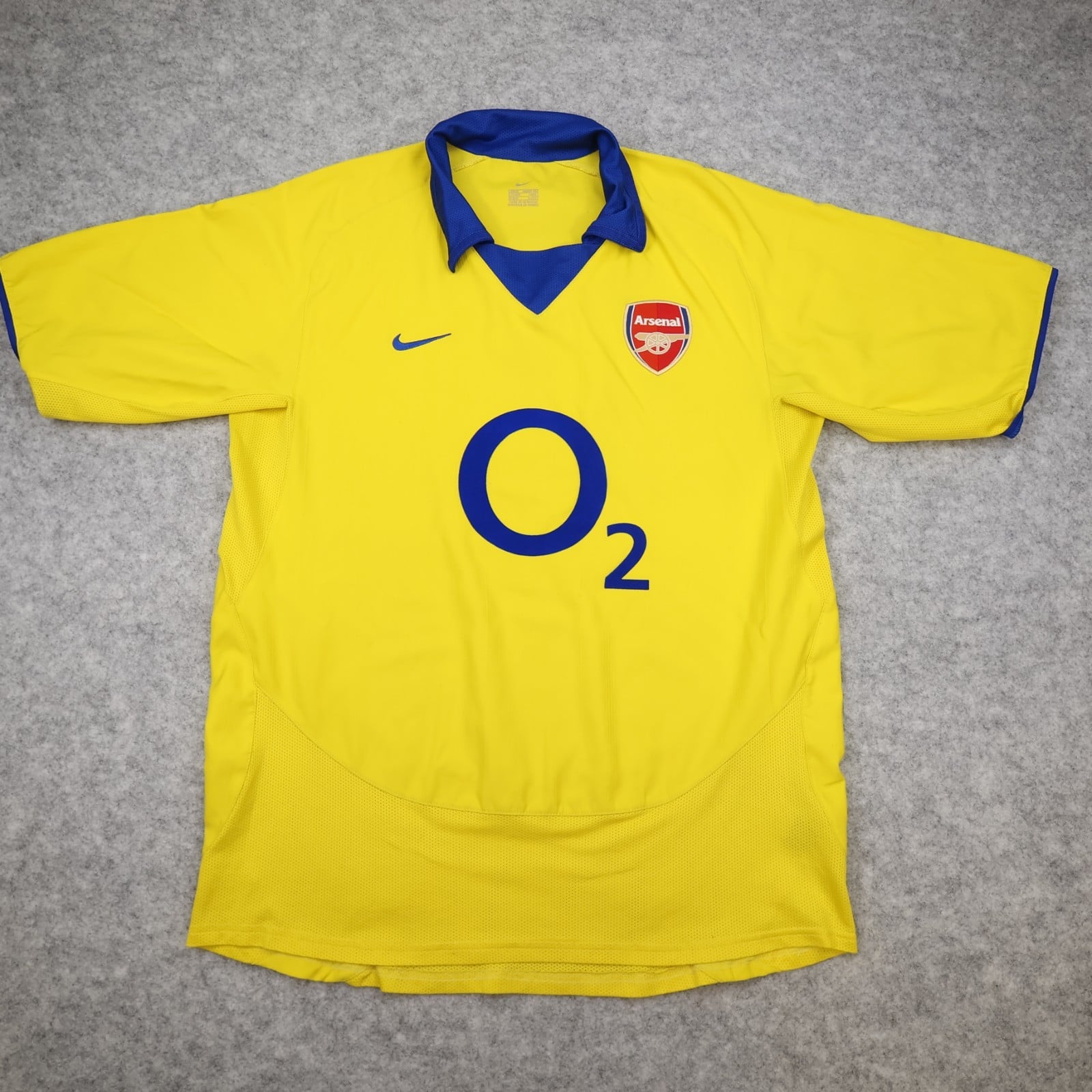 Arsenal Shirt Medium Yellow Away Kit 2003 2004 Nike Soccer Jersey O2