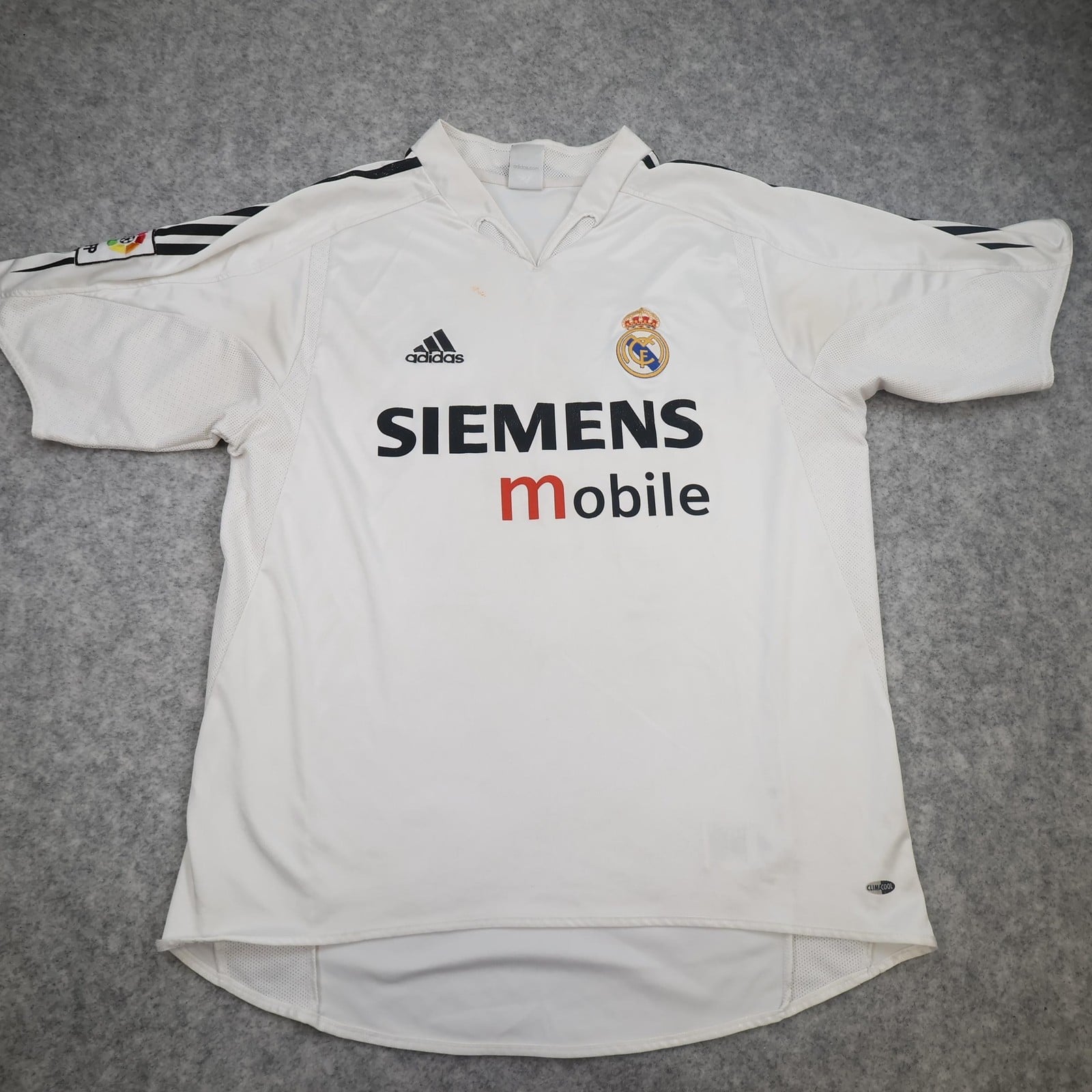 Vintage Real Madrid Shirt Mens Medium White Home 2004 2005 Adidas Siemens Mobile