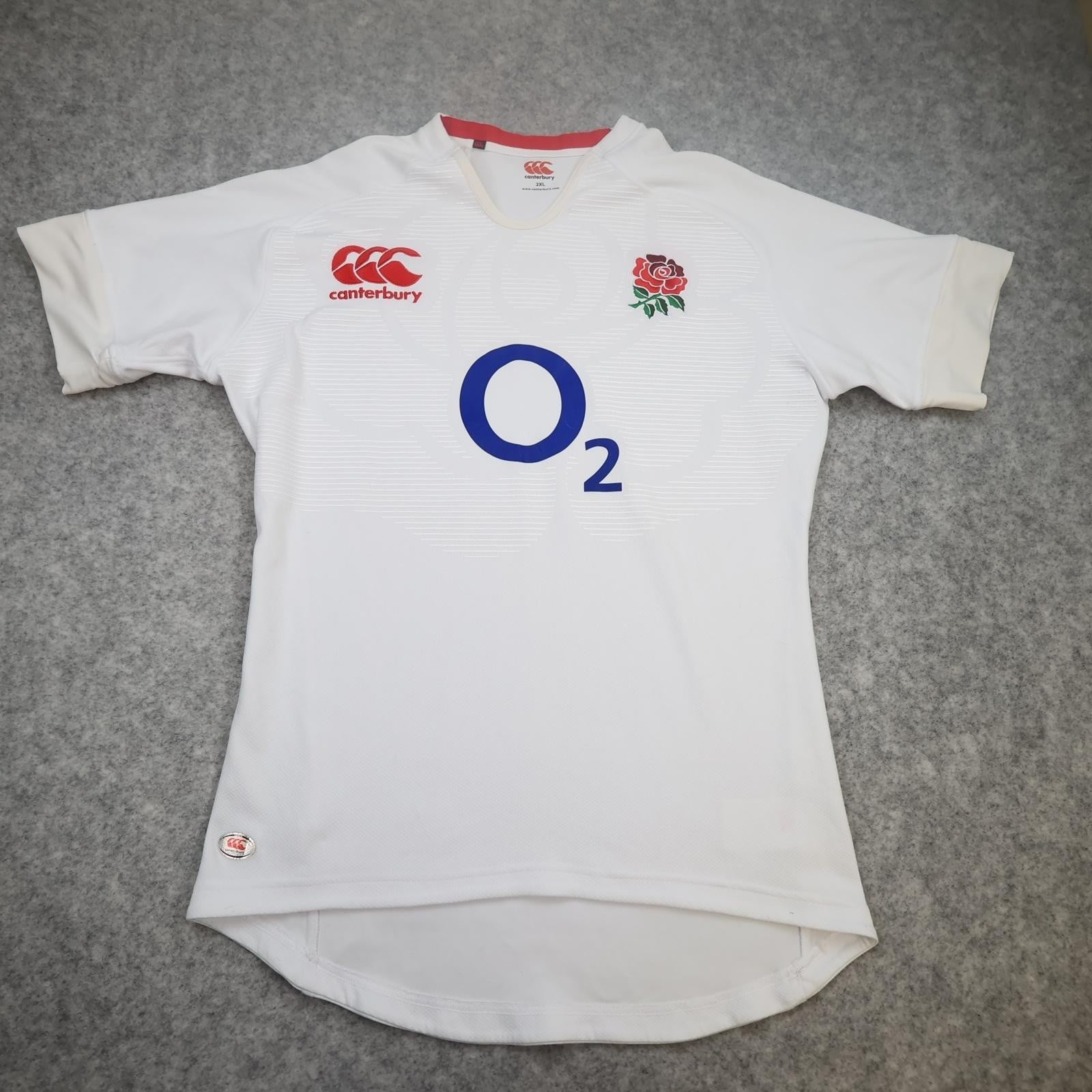 England Rugby Shirt Mens 2XL White 2012 Pro Version Canterbury O2 Home Jersey
