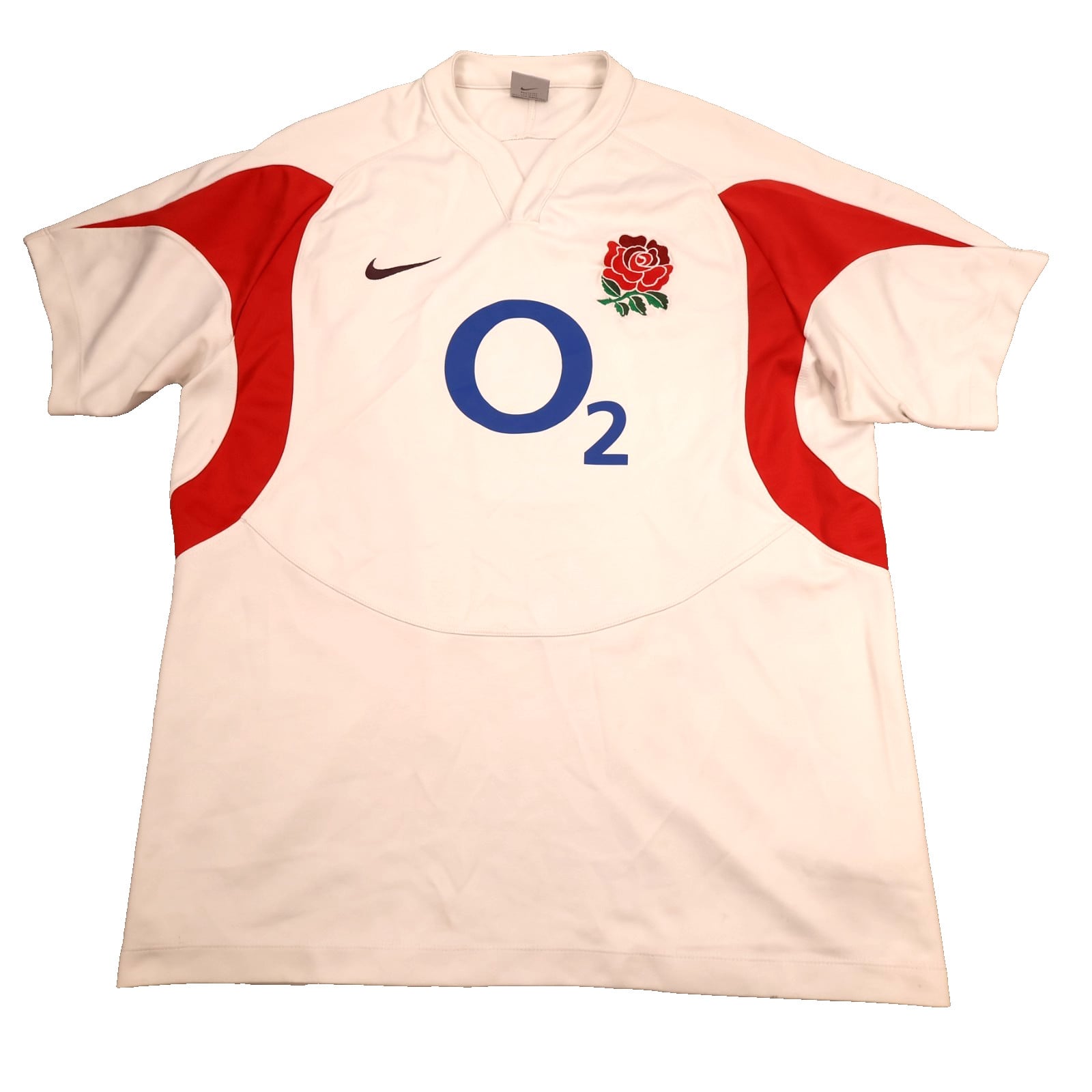 England Rugby Shirt Large White Home Kit 2005 2007 Nike Jersey O2 L