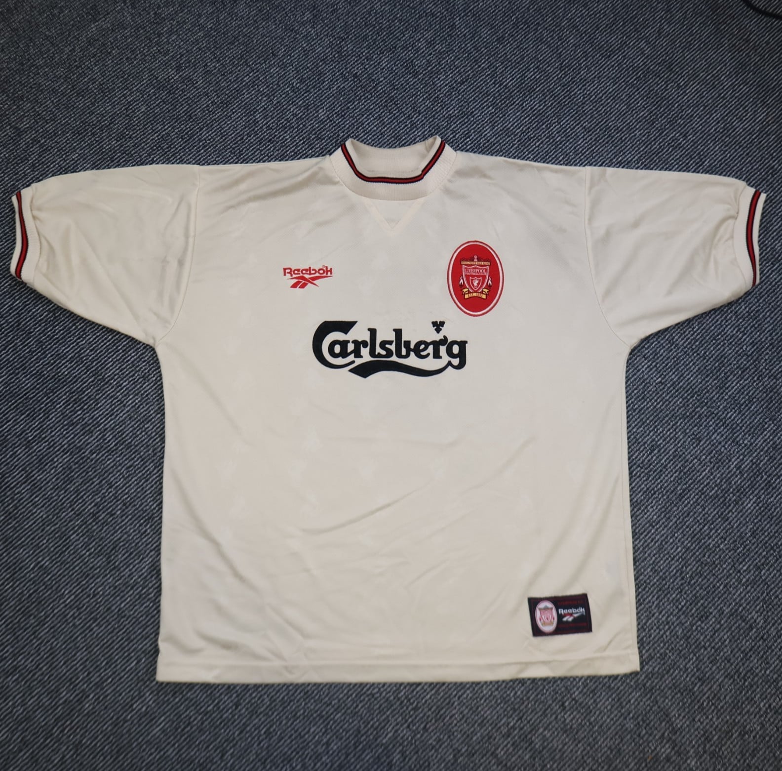 Vintage Liverpool Shirt 2XL Beige Away Kit 1996 1997 Reebok Jersey 46/48 90s