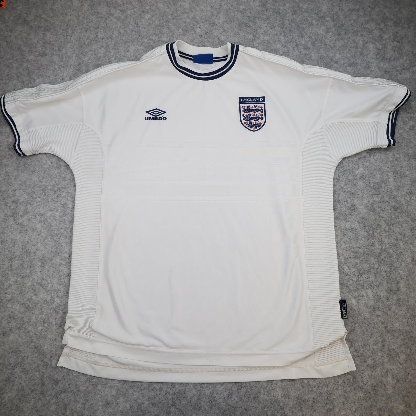 England Home Shirt Mens 2XL White 1999 2001 Three Lions Umbro VAPA TECH Jersey