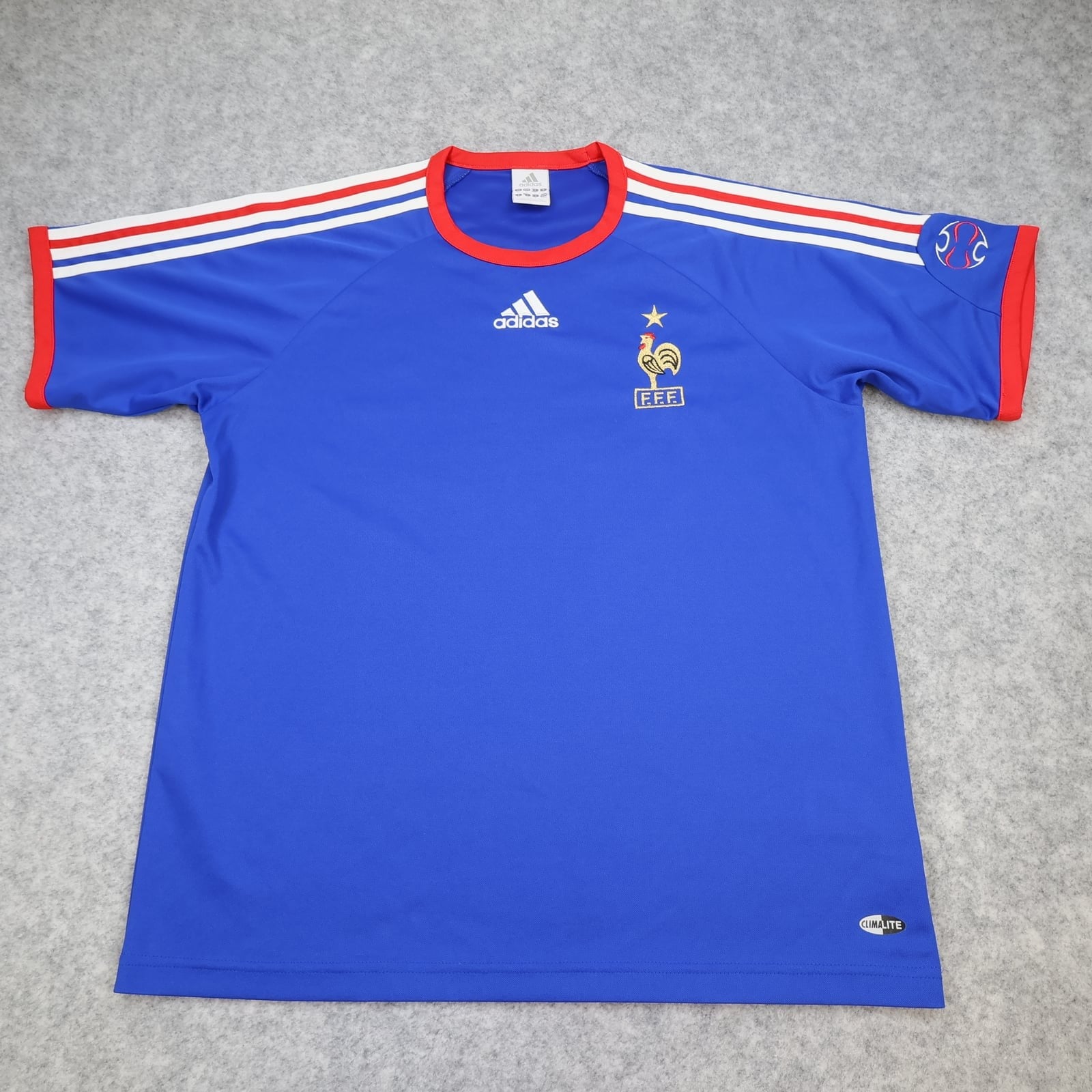 France Shirt Medium Blue Training 2006 2008 Adidas Soccer Jersey