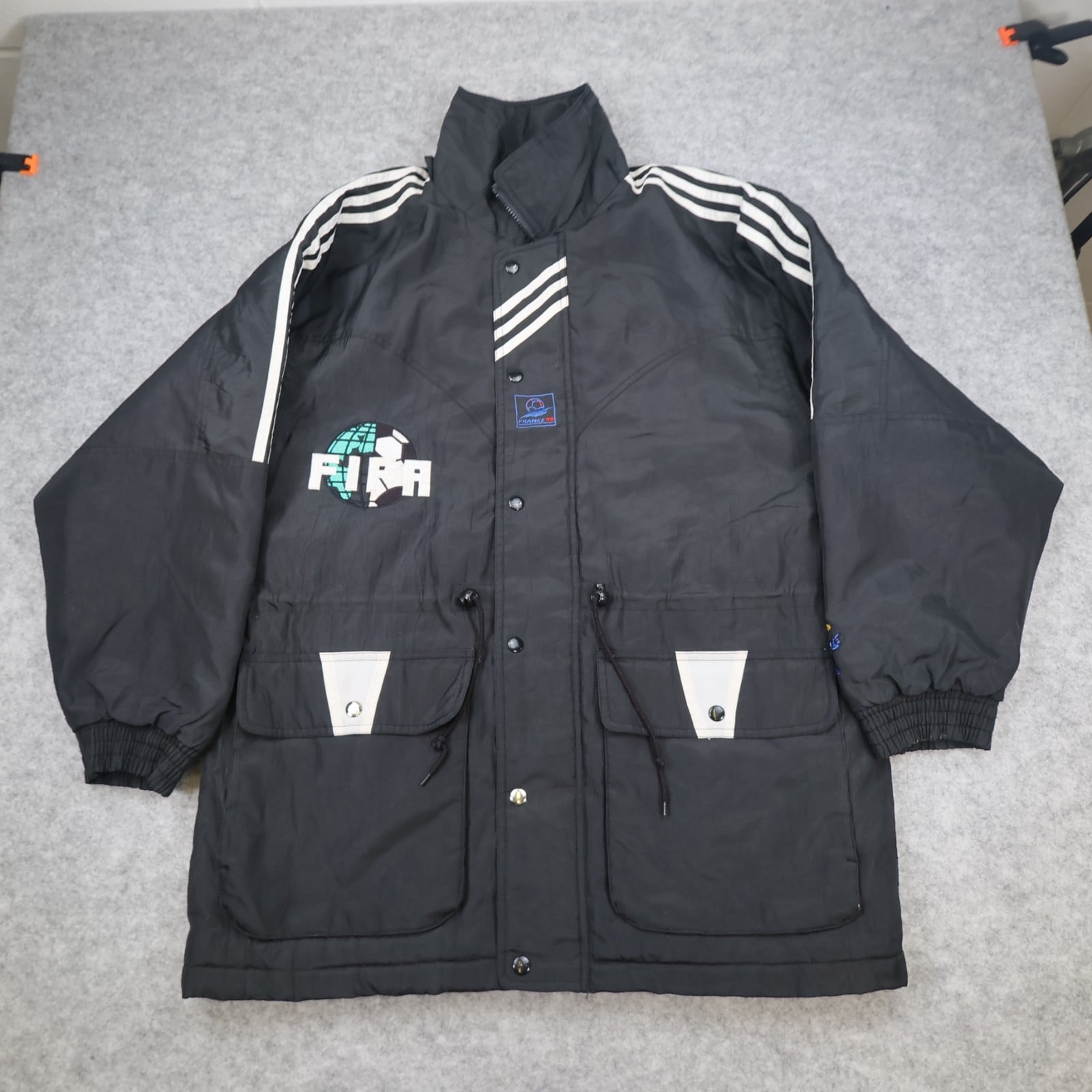 Vintage Football Jacket Extra Large Black 1998 Fifa World Cup Padded Official