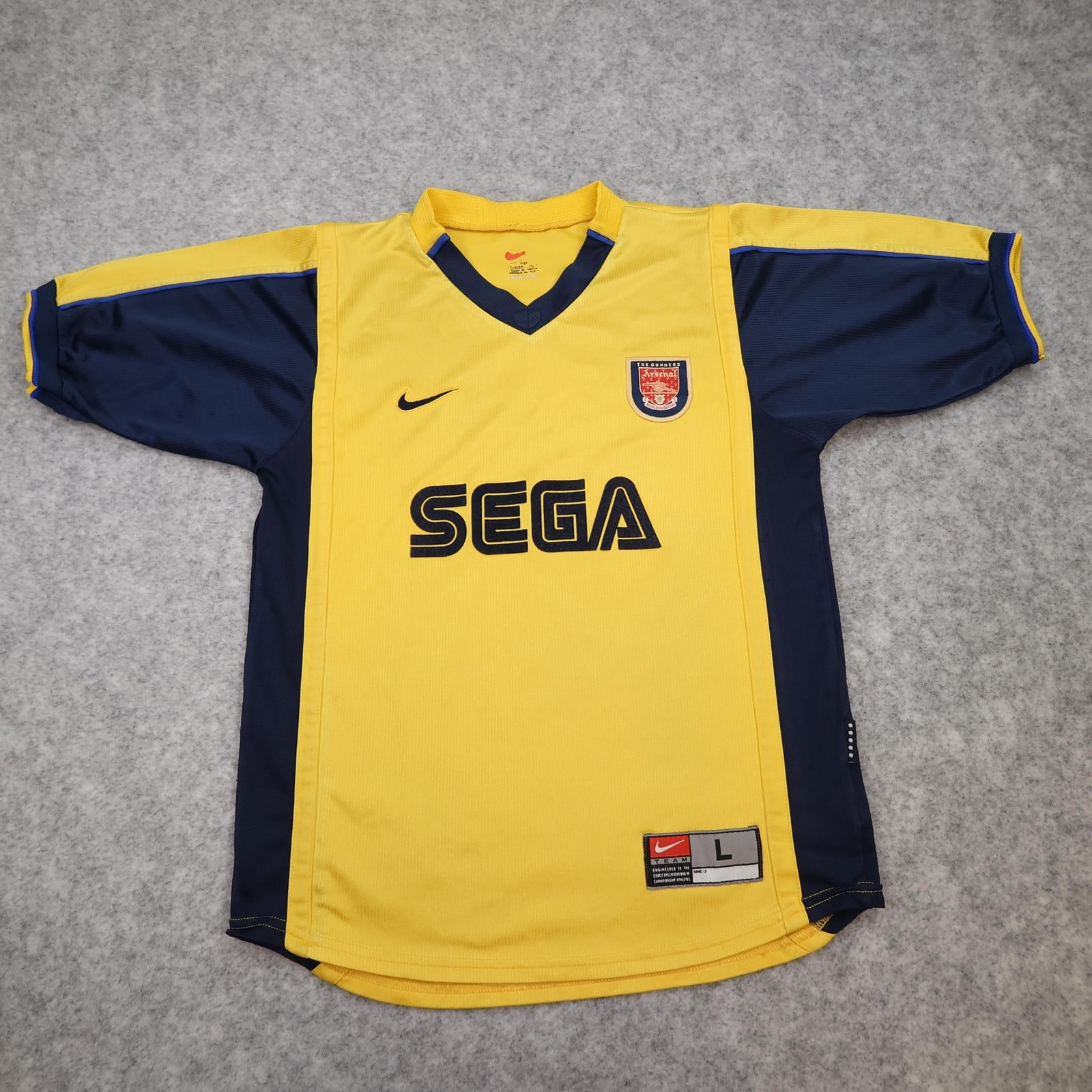 Vintage Arsenal Shirt Kids Large Yellow Away 2000 2002 Sega Jersey Nike