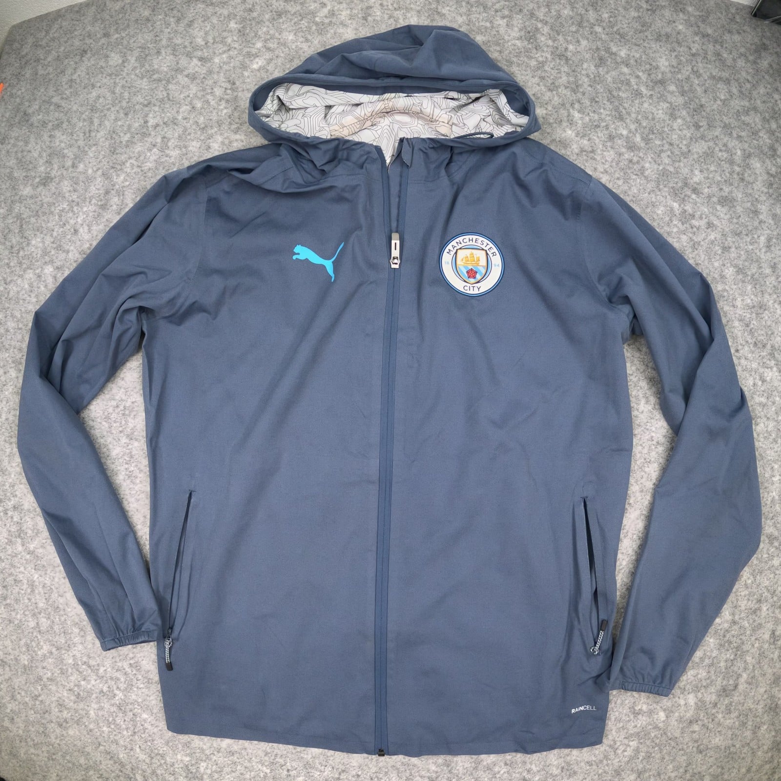 Manchester City Jacket Medium Blue PUMA Long Sleeve RAINCELL Football Zip