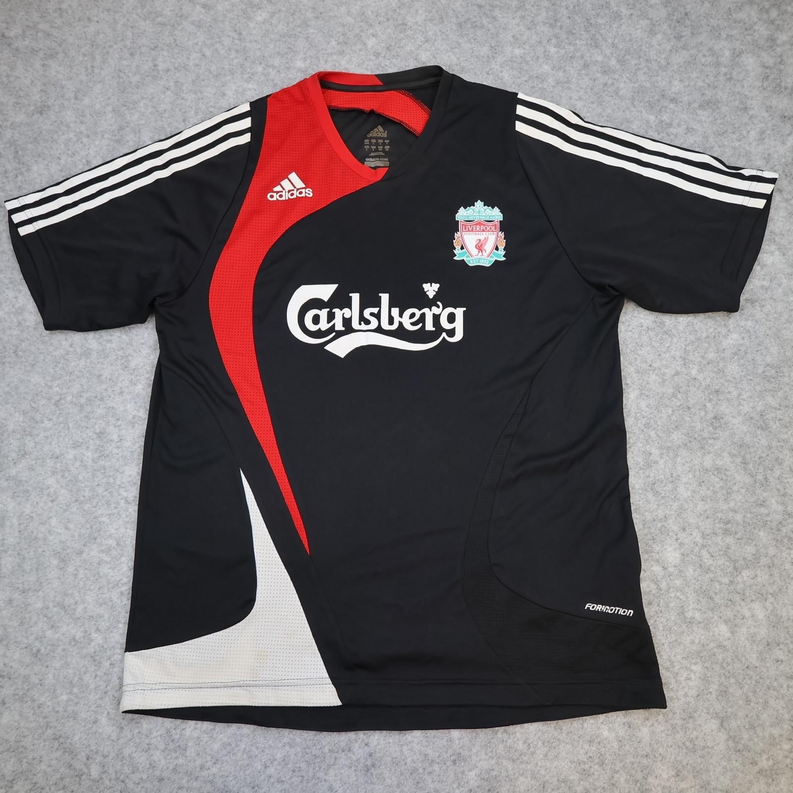 Liverpool Training Shirt Mens Large Black Football Adidas Carlsberg 2007 2008