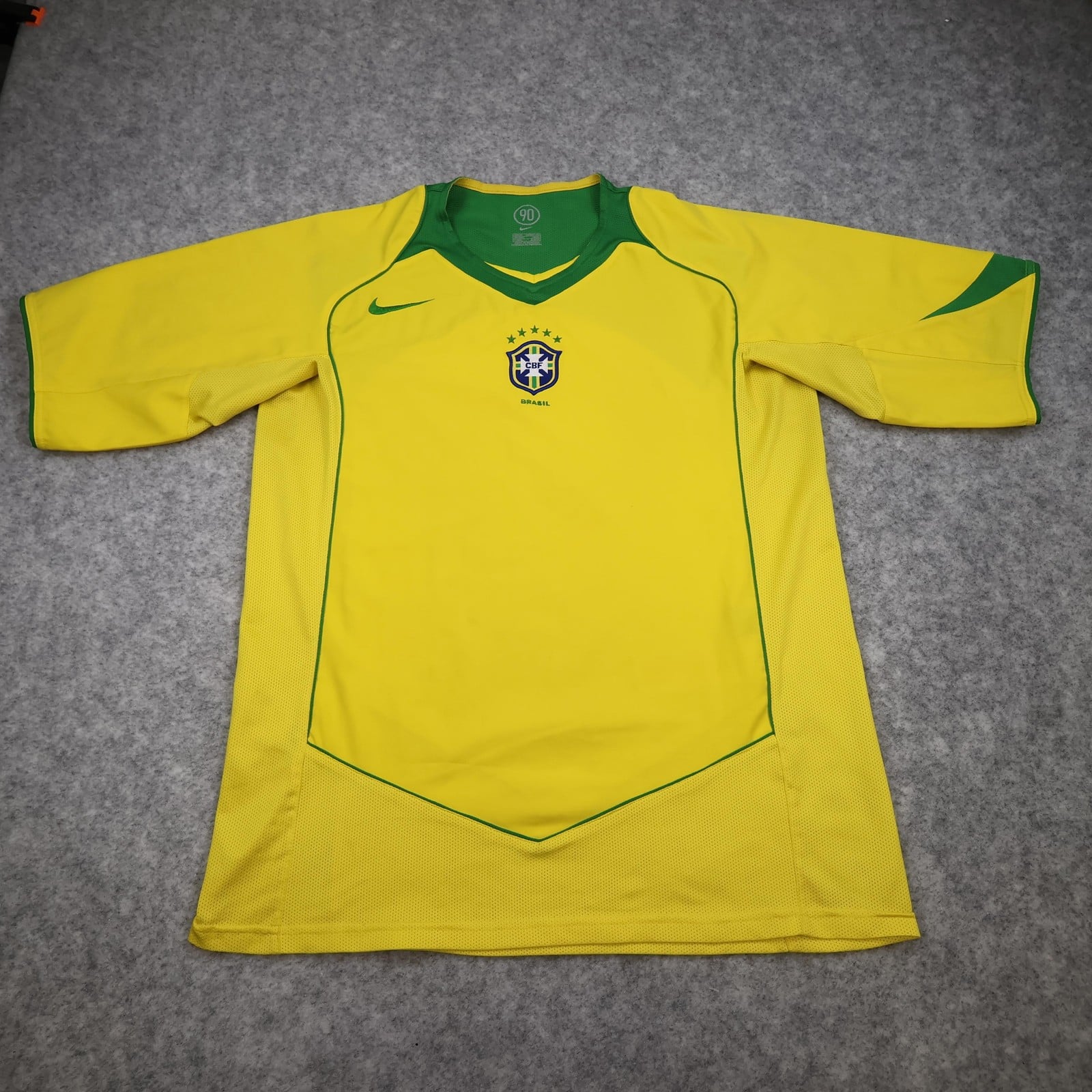 Vintage Brazil Home Shirt Mens Medium Yellow 2002 2004 Football Nike 90 Jersey