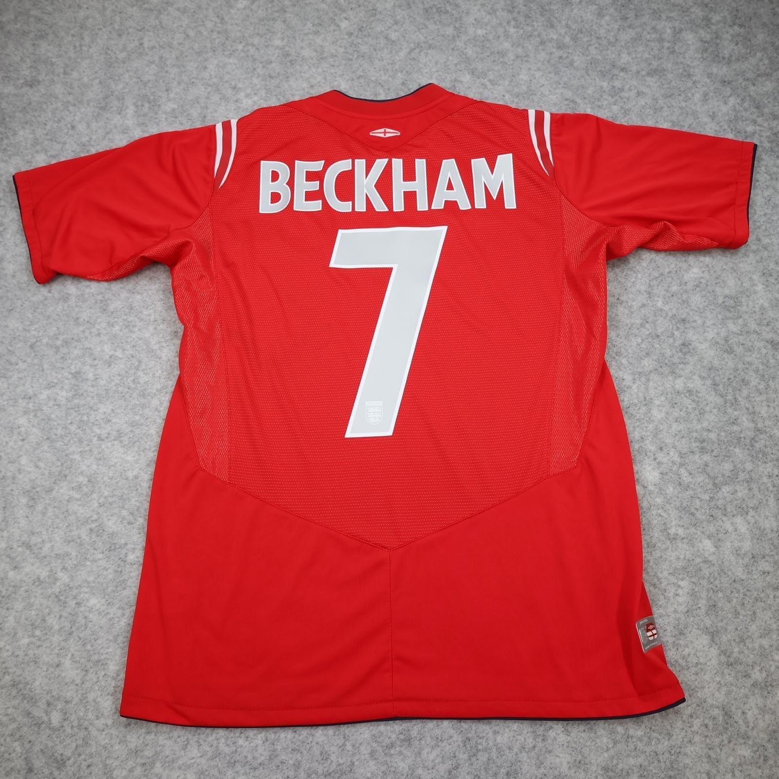 Vintage England Shirt Mens Medium Red Away 2004 2005 Soccer Umbro Beckham 7