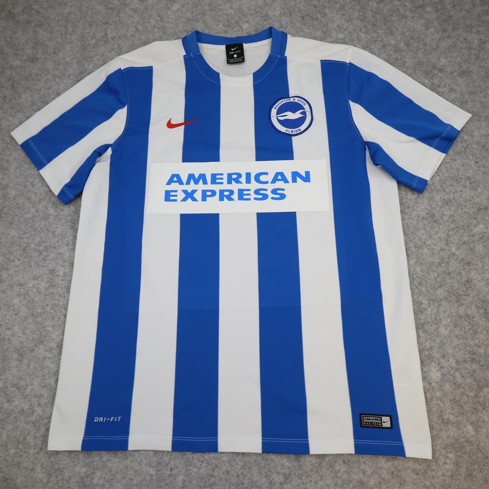 Brighton & Hove Albion Shirt Mens Large Blue Home 2016 2017 Nike Soccer Jersey