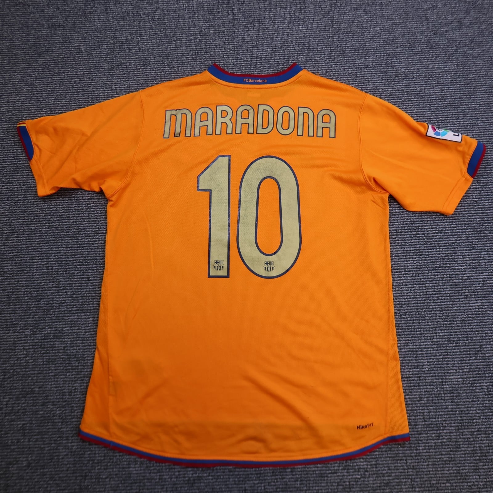 Barcelona Shirt Large Orange Away 2006 2008 Nike Football Diego Maradona Jersey