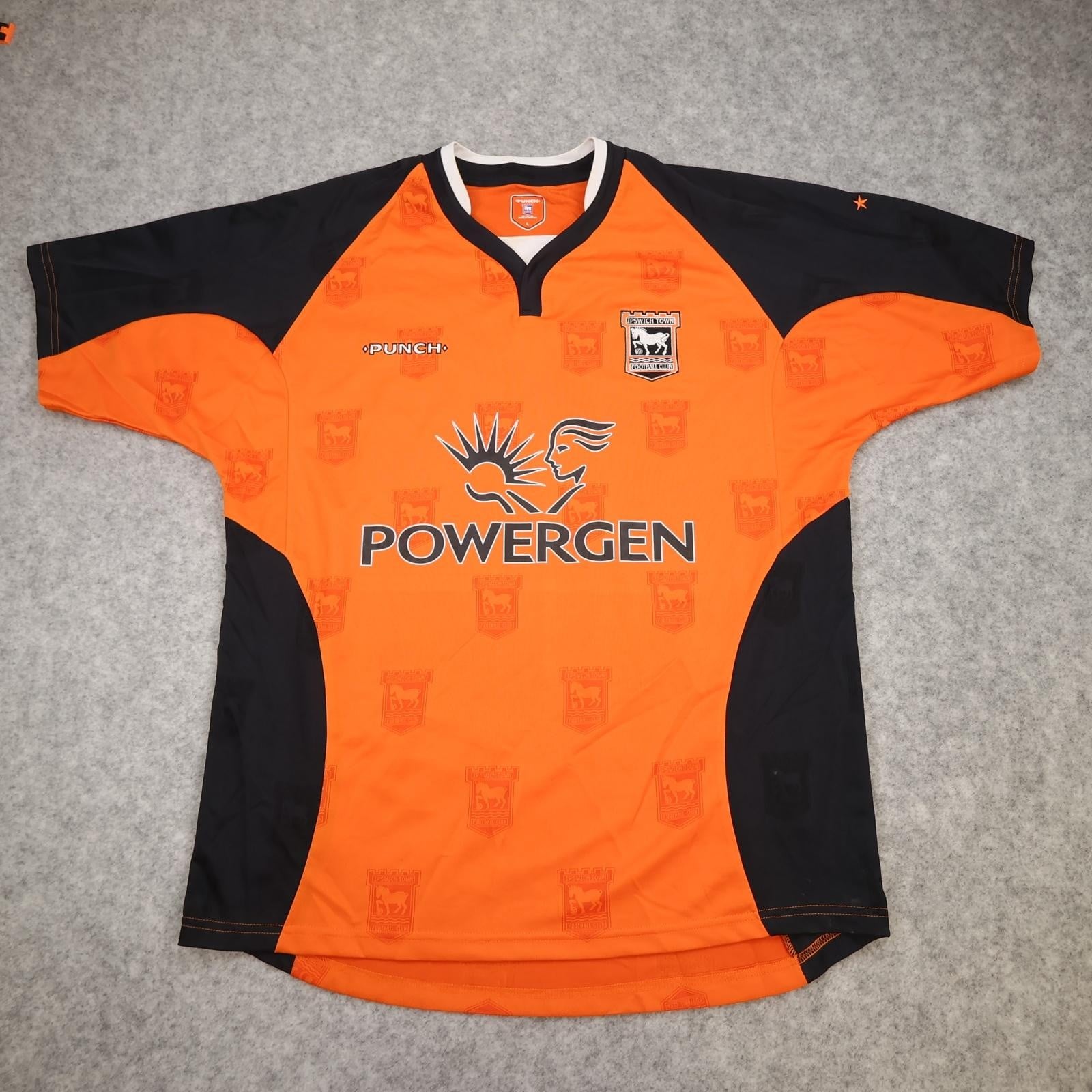 Ipswich Town Shirt Mens Large Orange Away 2004 2006 Punch Powergen Soccer Jersey
