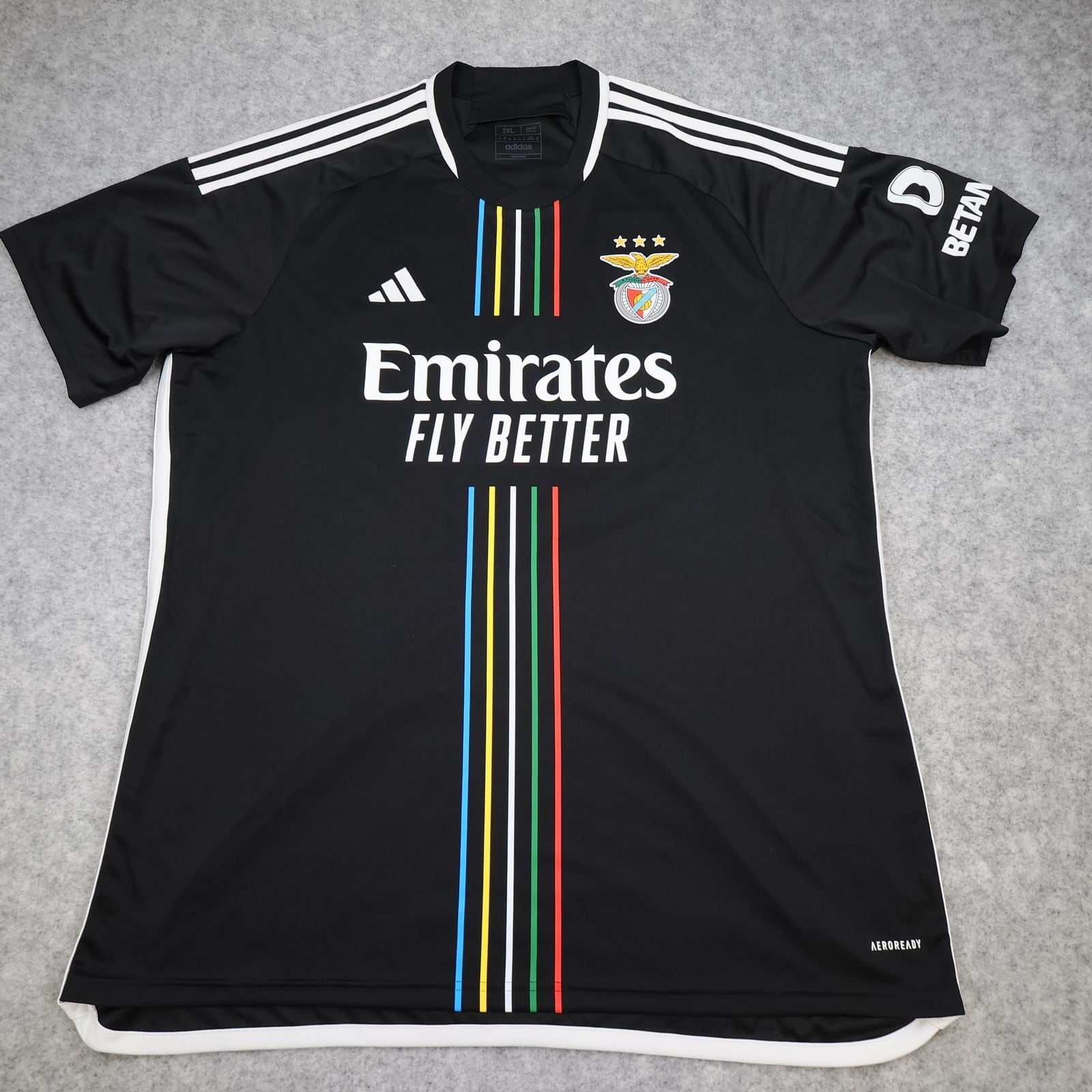 Benfica Shirt Mens 2XL Black 2023 2024 Football Adidas Emirates Jersey 120 Years