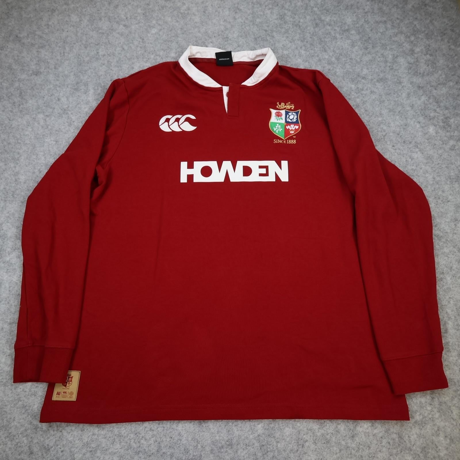 British & Irish Lions Shirt Mens 2XL Red Rugby Union Canterbury Howden 2025