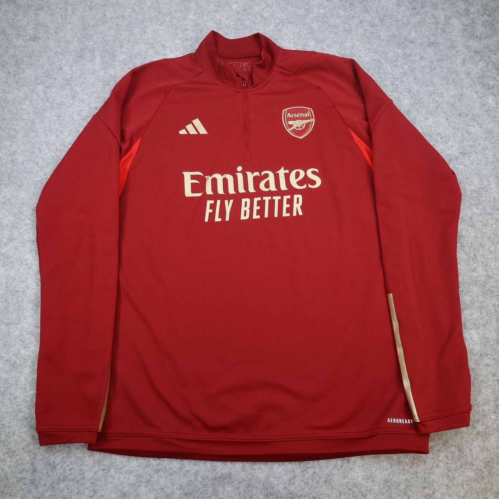 Arsenal Training Top Mens Large Red Football Adidas Pullover 2023 2024 Kit