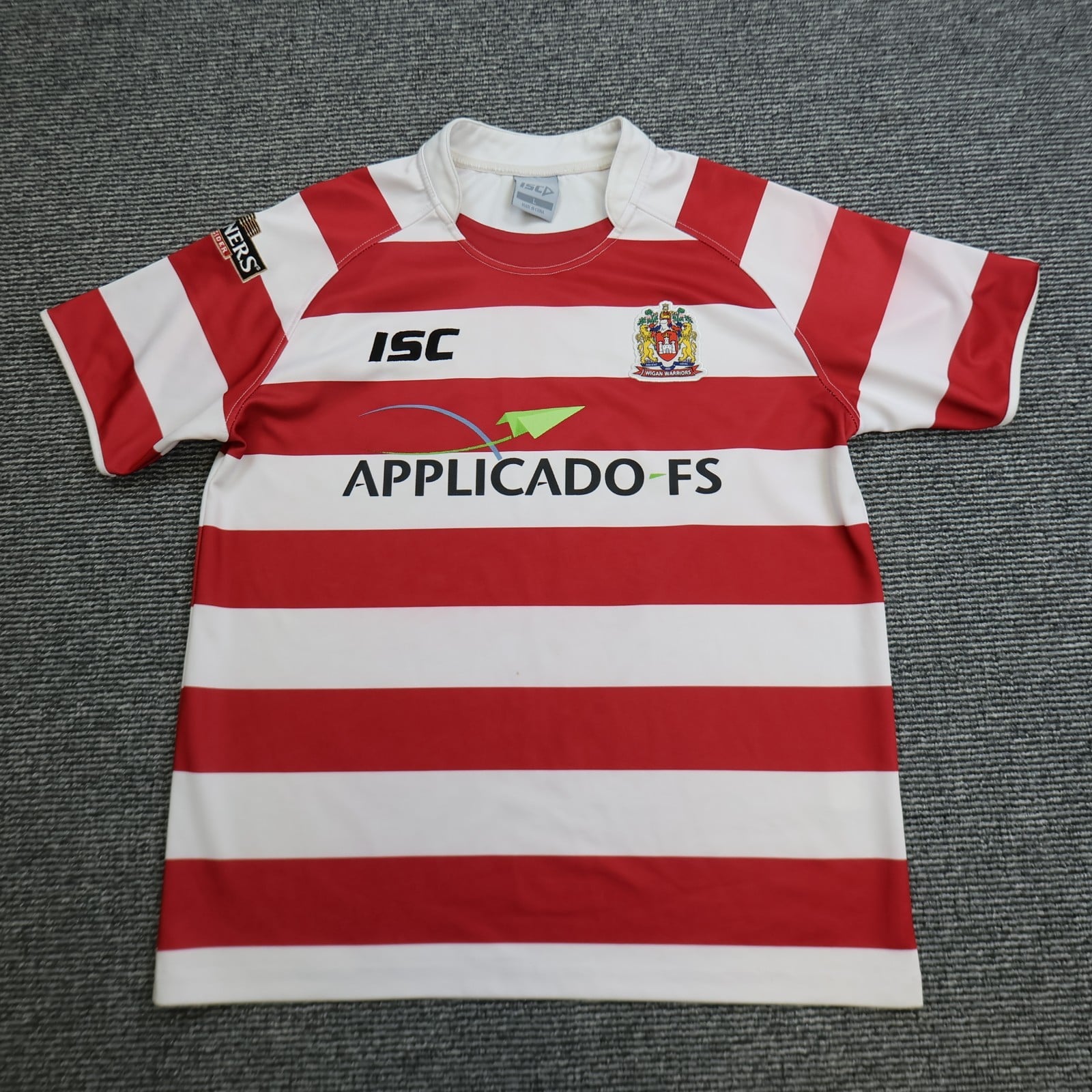 Wigan Warriors Rugby Shirt Large Red Striped Jersey 2012 2013 ISC 44"