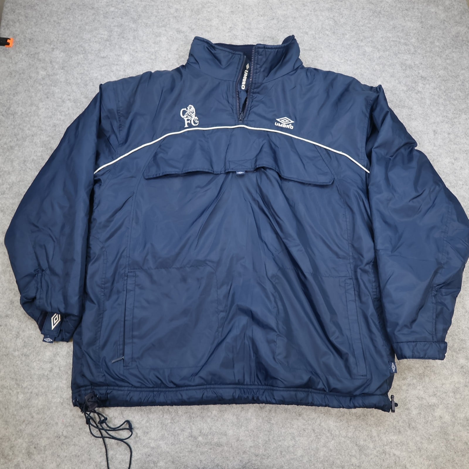 Chelsea Football Jacket Extra Large Umbro Navy Padded Training Coat 90s