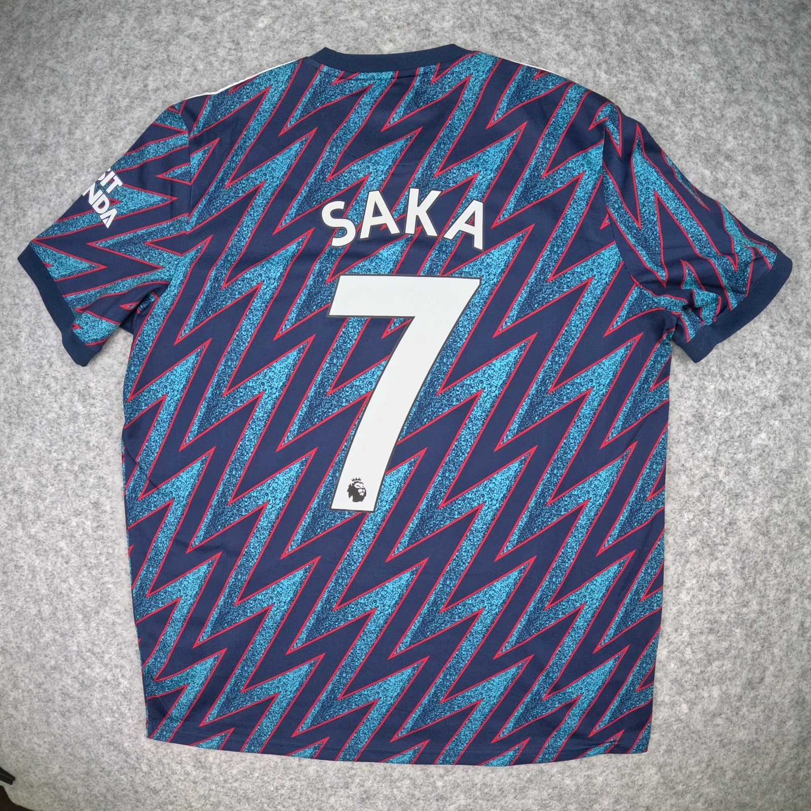 Arsenal Football Shirt Large Blue Third 2021 22 adidas Saka 7 Soccer Jersey