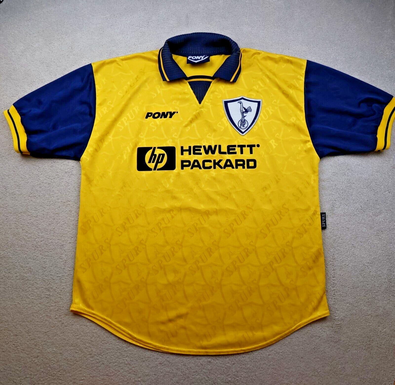 Vintage Tottenham Hotspur Shirt Large Yellow Third Kit 1995 1997 Soccer Jersey