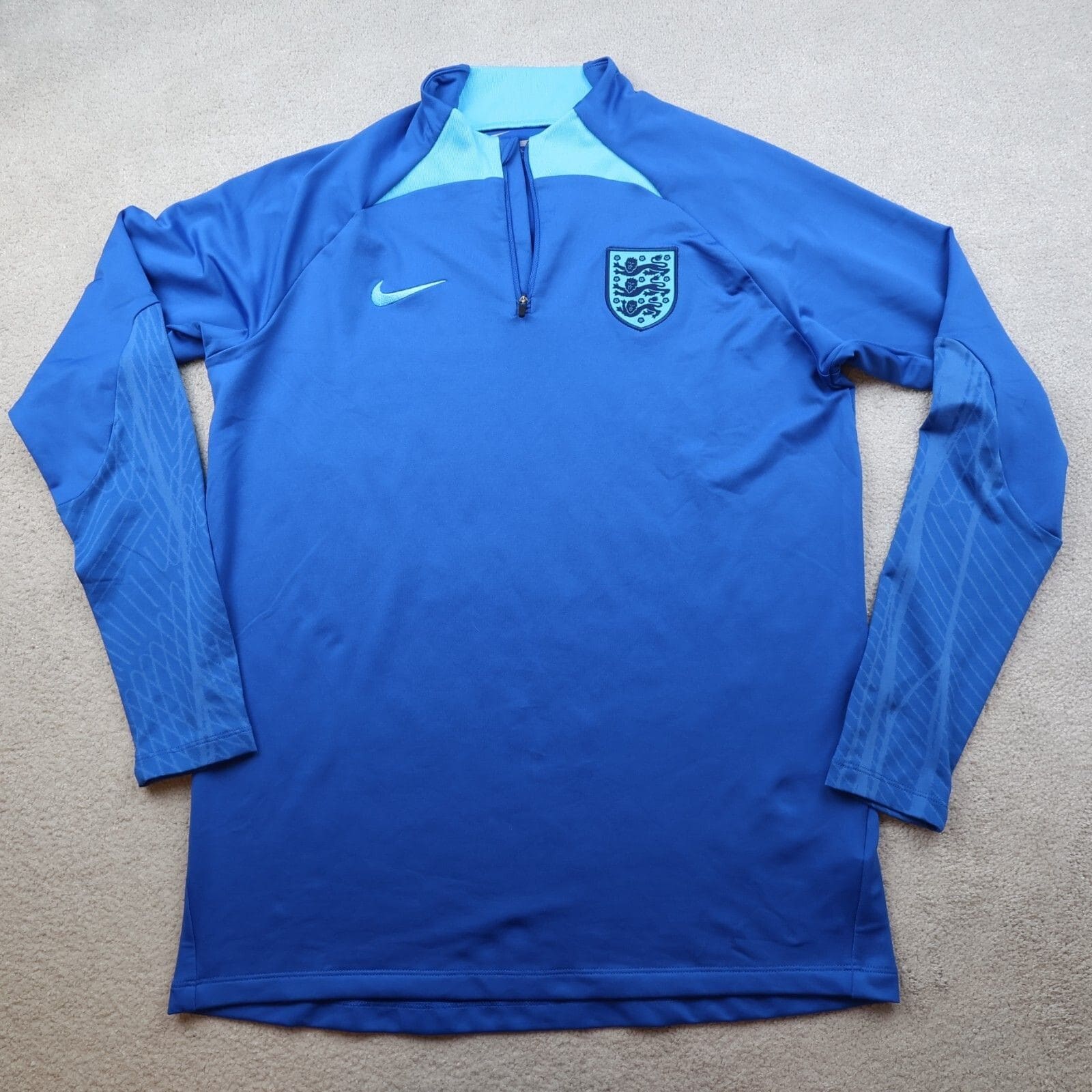 England Football Jumper Large Nike Blue Drill Top Pullover 2022 2023 1/4 Zip