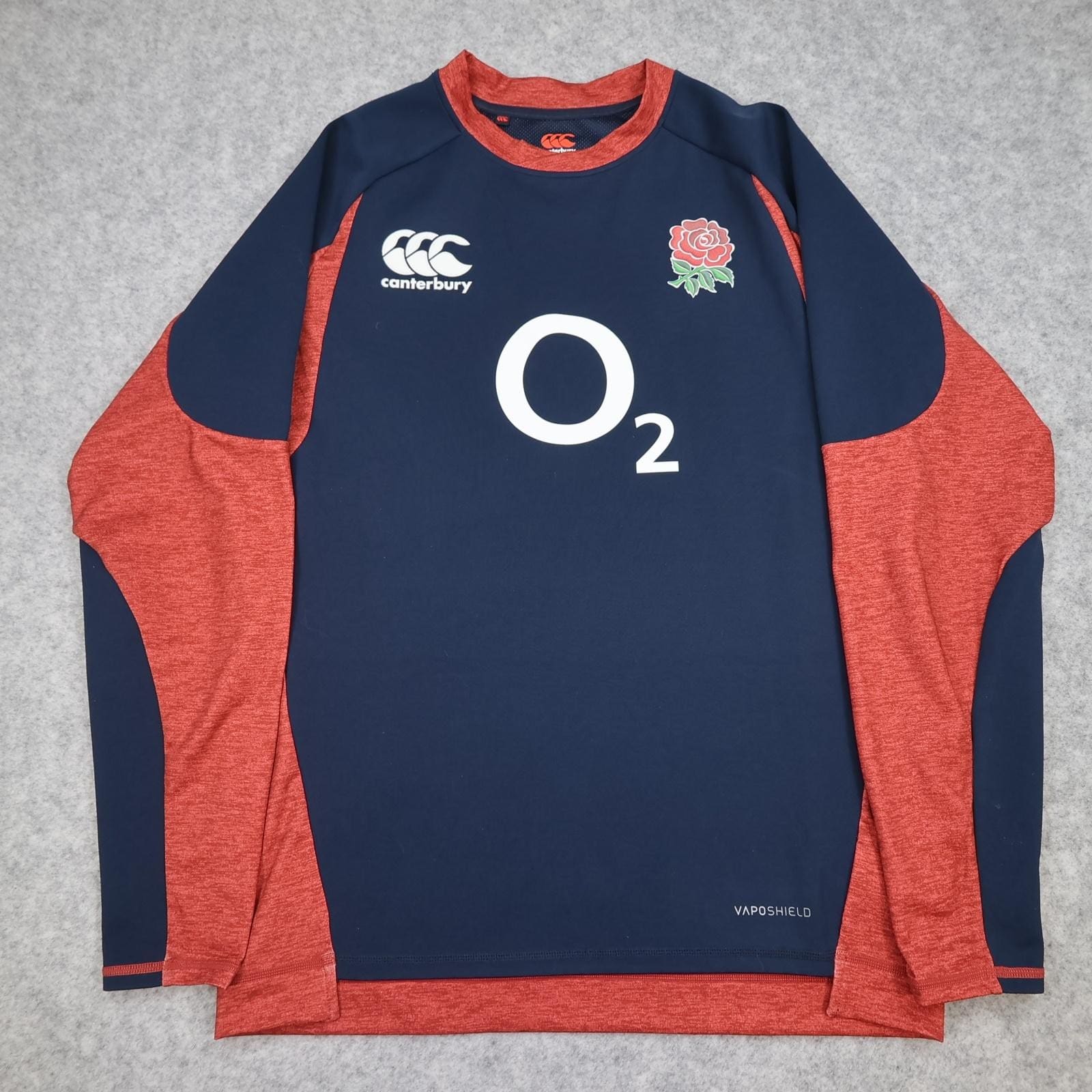 England Rugby Training Shirt Mens Large Navy Red Canterbury O2 Vaposhield Jersey