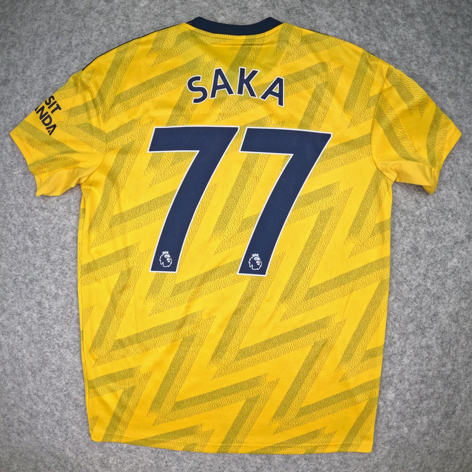 Arsenal Football Shirt Medium Yellow Away 2019 20 adidas Saka 77 Soccer Jersey
