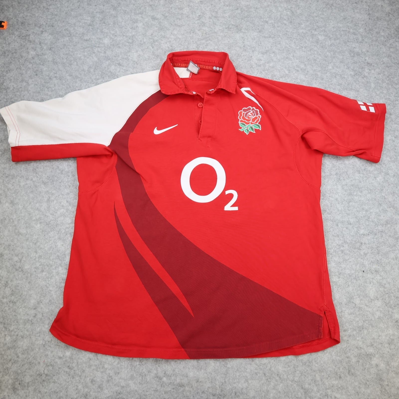 England Rugby Shirt 2XL Red Away Kit 2002 2003 Nike Jersey O2 XXL