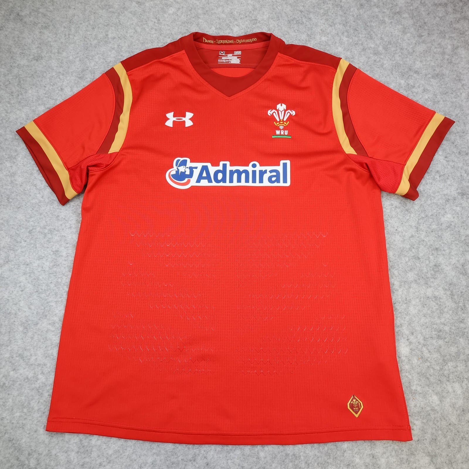 Wales Rugby Shirt Mens Large Red Rugby Union Under Armour Admiral 2016 Jersey