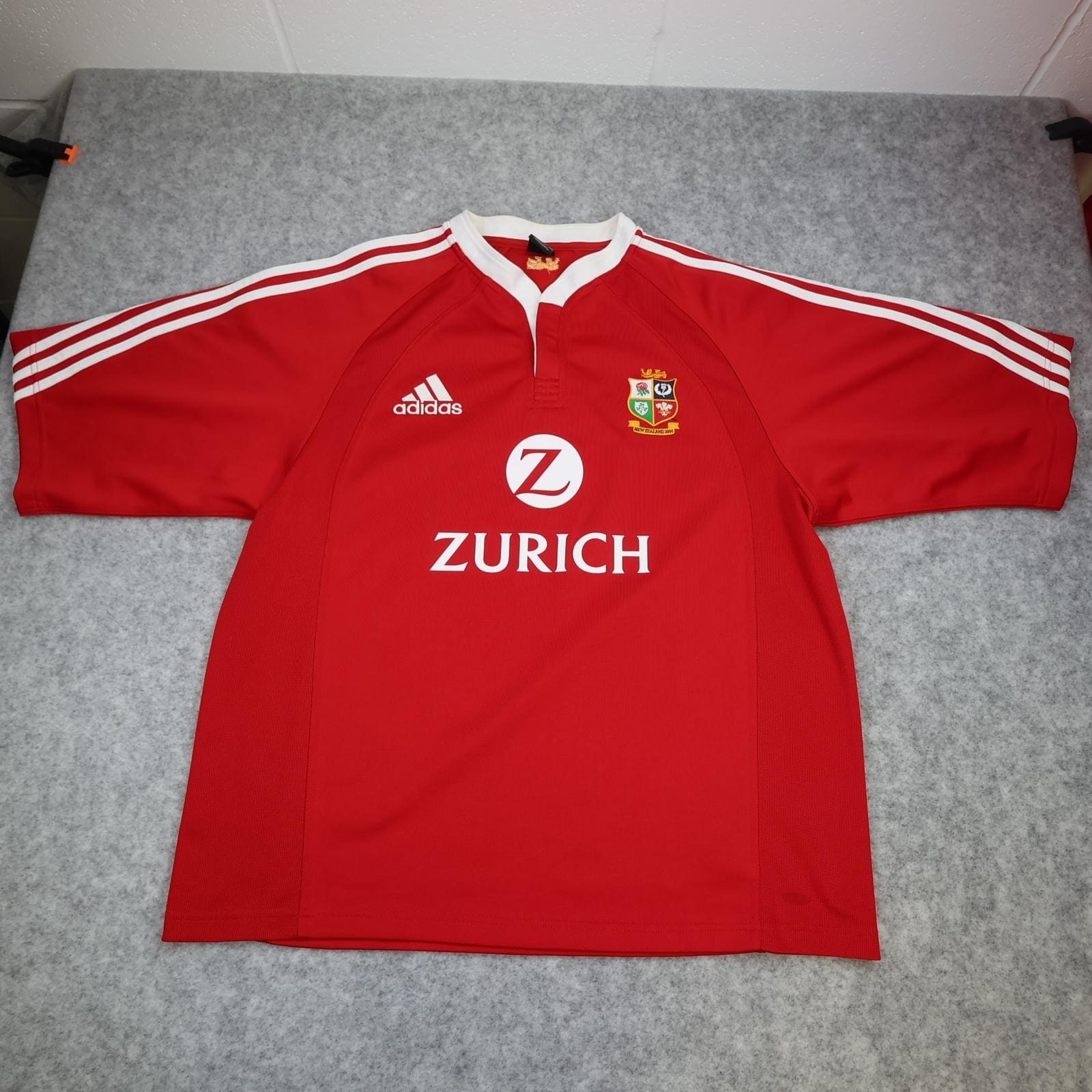 Vintage British Lions Rugby Shirt Mens XL Red Rugby Union Adidas Zurich 2005