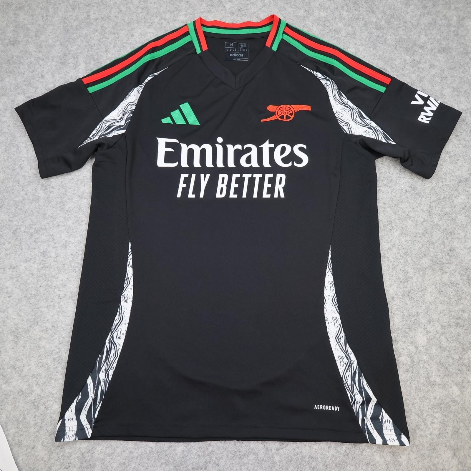 Arsenal Shirt Mens Medium Black Away 2024 2025 Adidas Emirates Soccer Jersey
