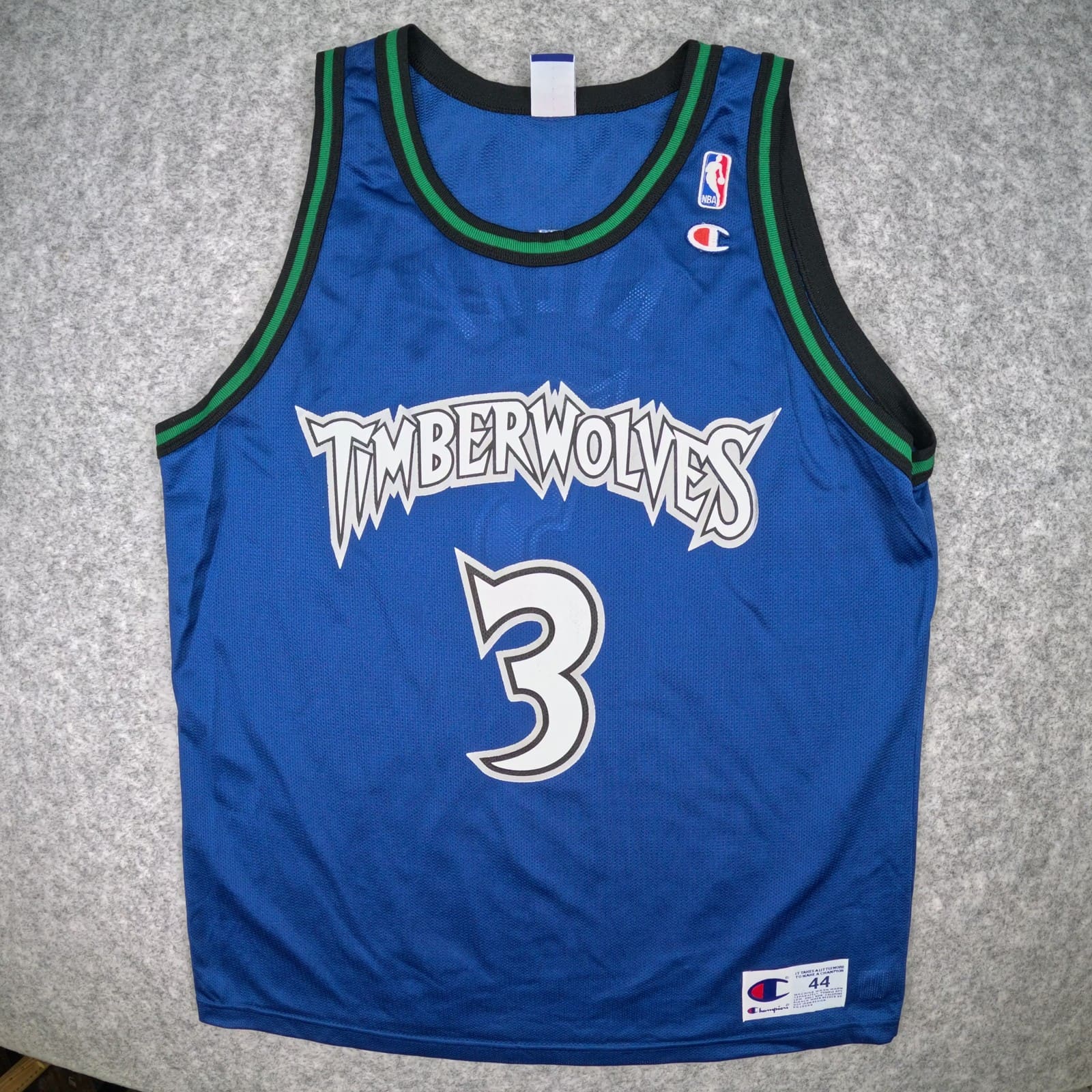 Minnesota Timberwolves Basketball Jersey Large Blue Champion Avery 3 Sleeveless