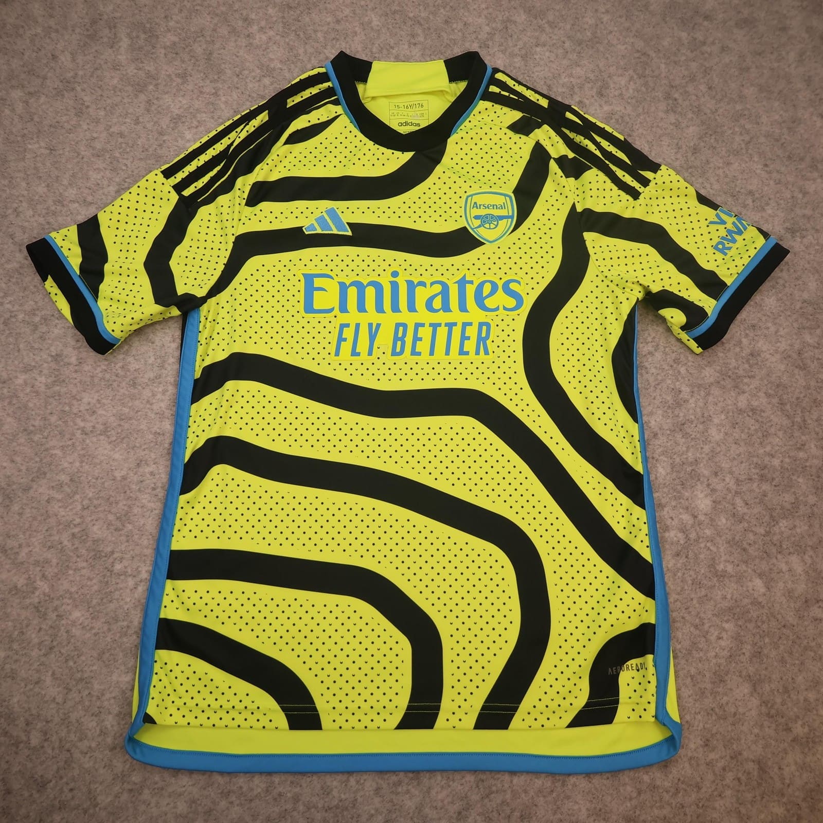 Arsenal Away Shirt Kids 15-16 Years Yellow 2023 2024 Football Adidas Jersey