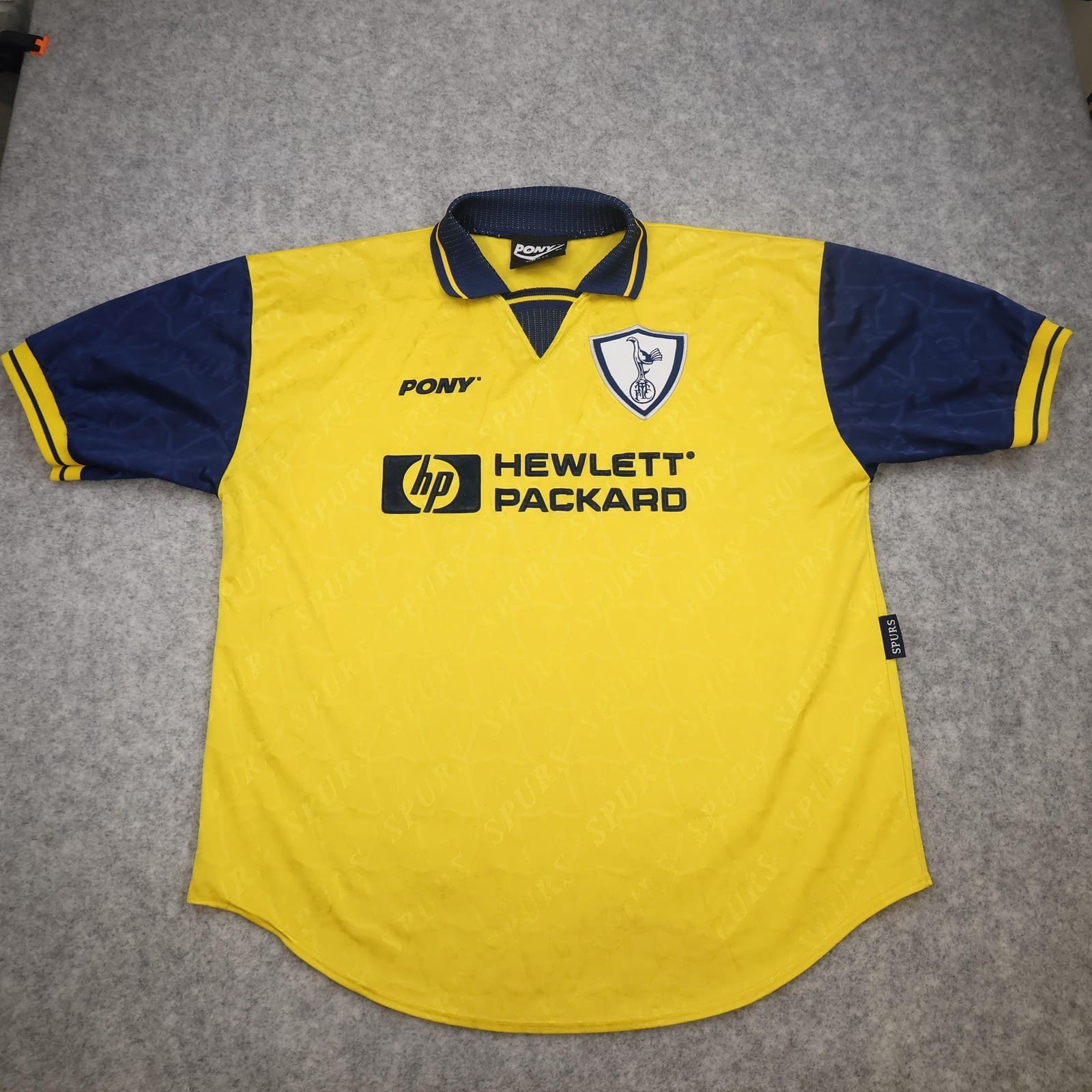 Vintage Tottenham Hotspur Shirt Mens XL Yellow Away 1995 1997 Pony Soccer Jersey