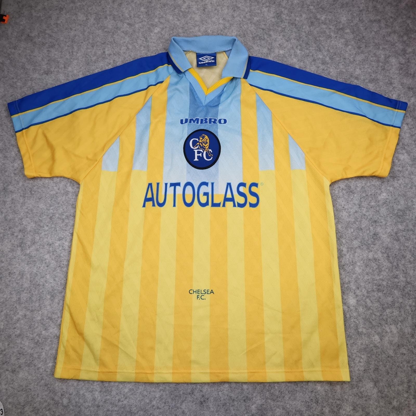 Vintage Chelsea Shirt Mens XL Yellow Away 1998 2000 Football Umbro Autoglass