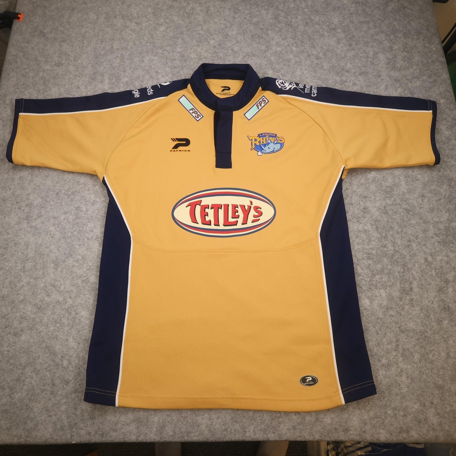 Vintage Leeds Rhinos Shirt Mens Large Gold Rugby League Patrick Tetley's KIA