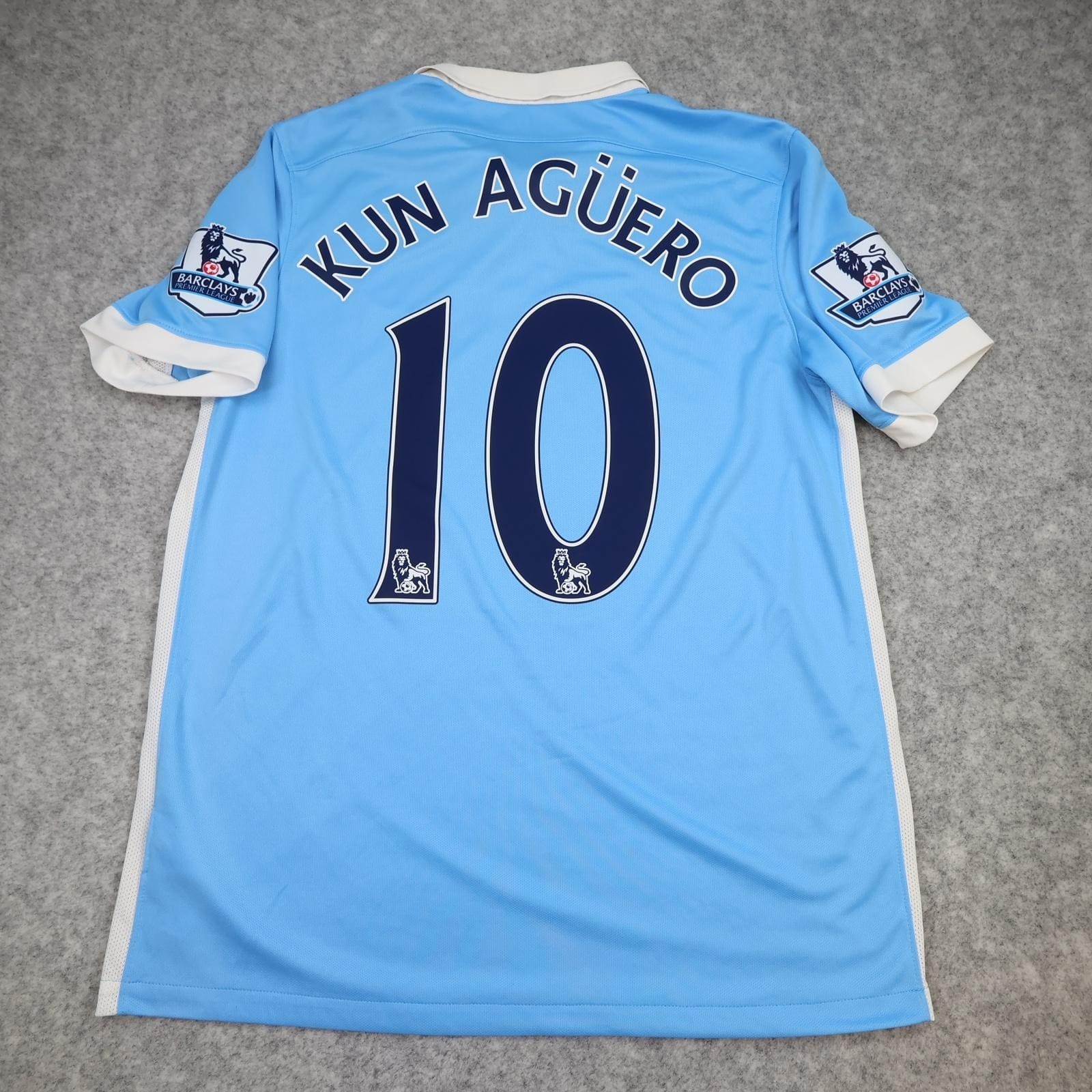 Manchester City Shirt Large Blue Home 2015 2016 Nike Kun Aguero 10 Soccer Jersey