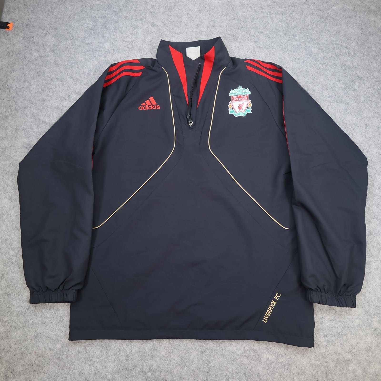 Liverpool Tracksuit Top Large Black Adidas Track 2009 2010 1/4 Zip Jacket 38/40
